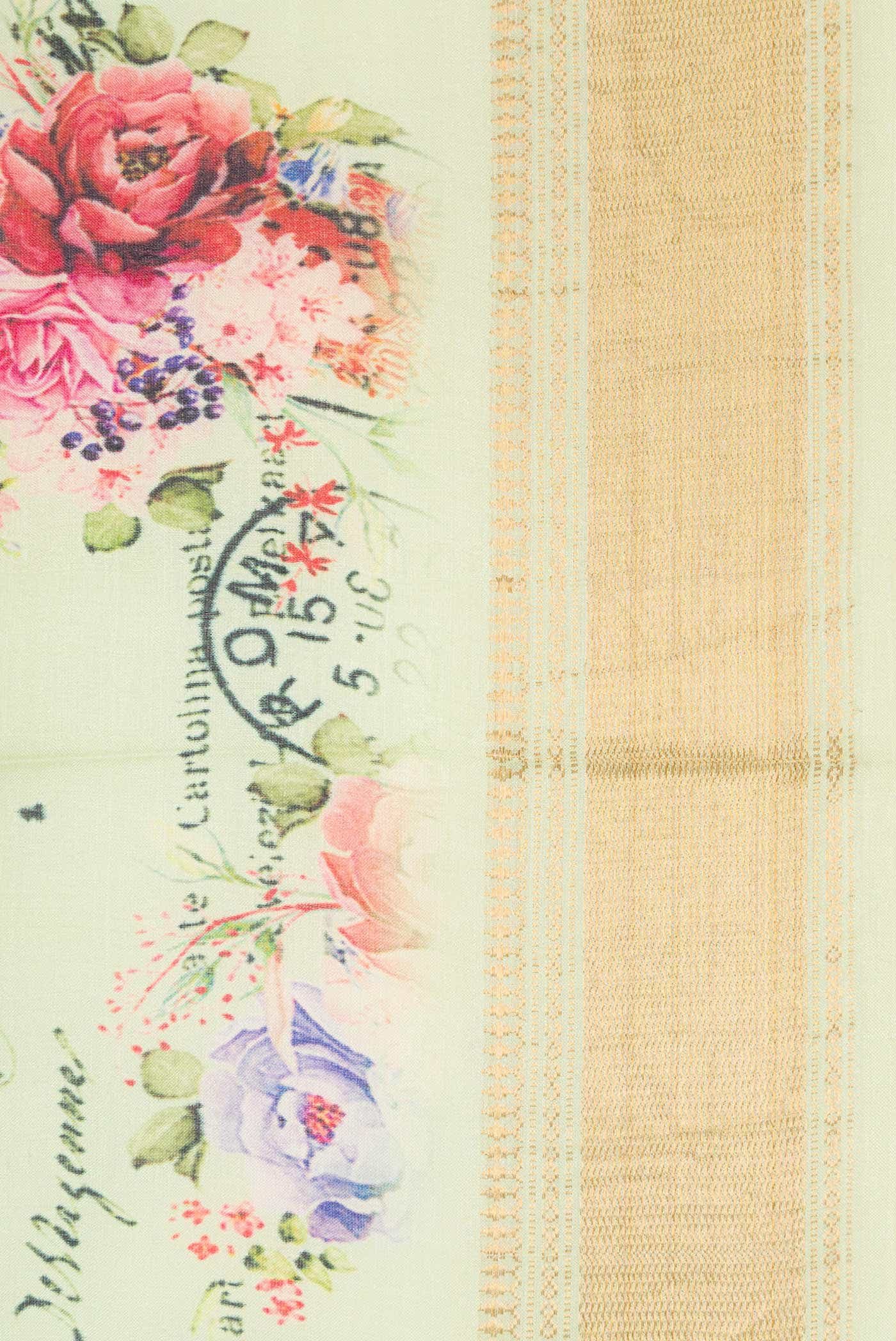 Light Green Tussar Silk Saree - Image 3