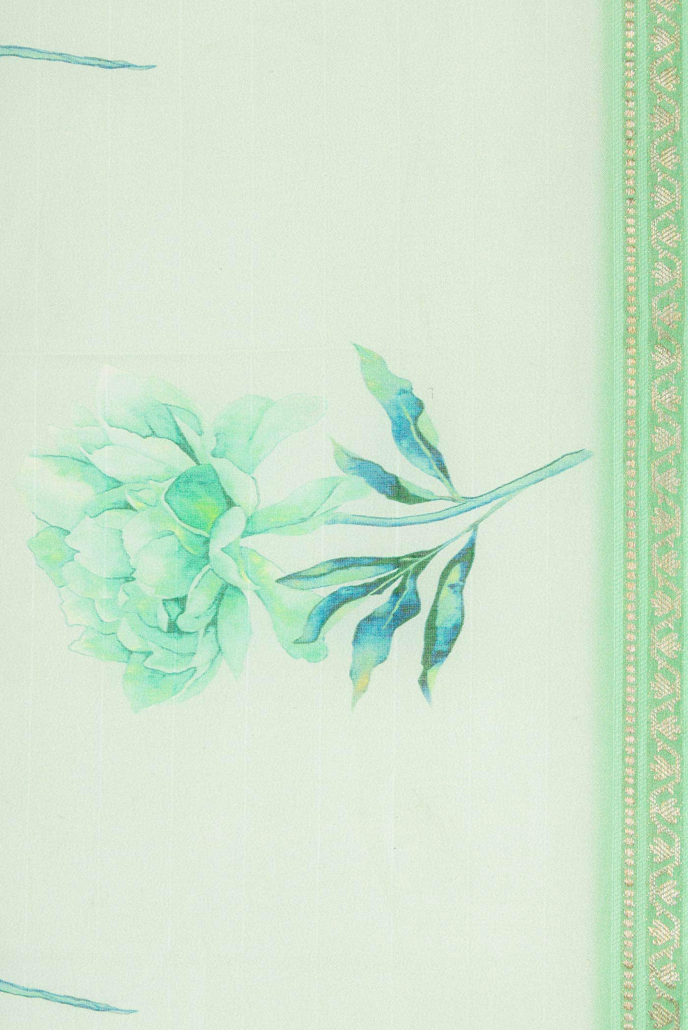 Light Green Tussar Silk Saree - Image 3