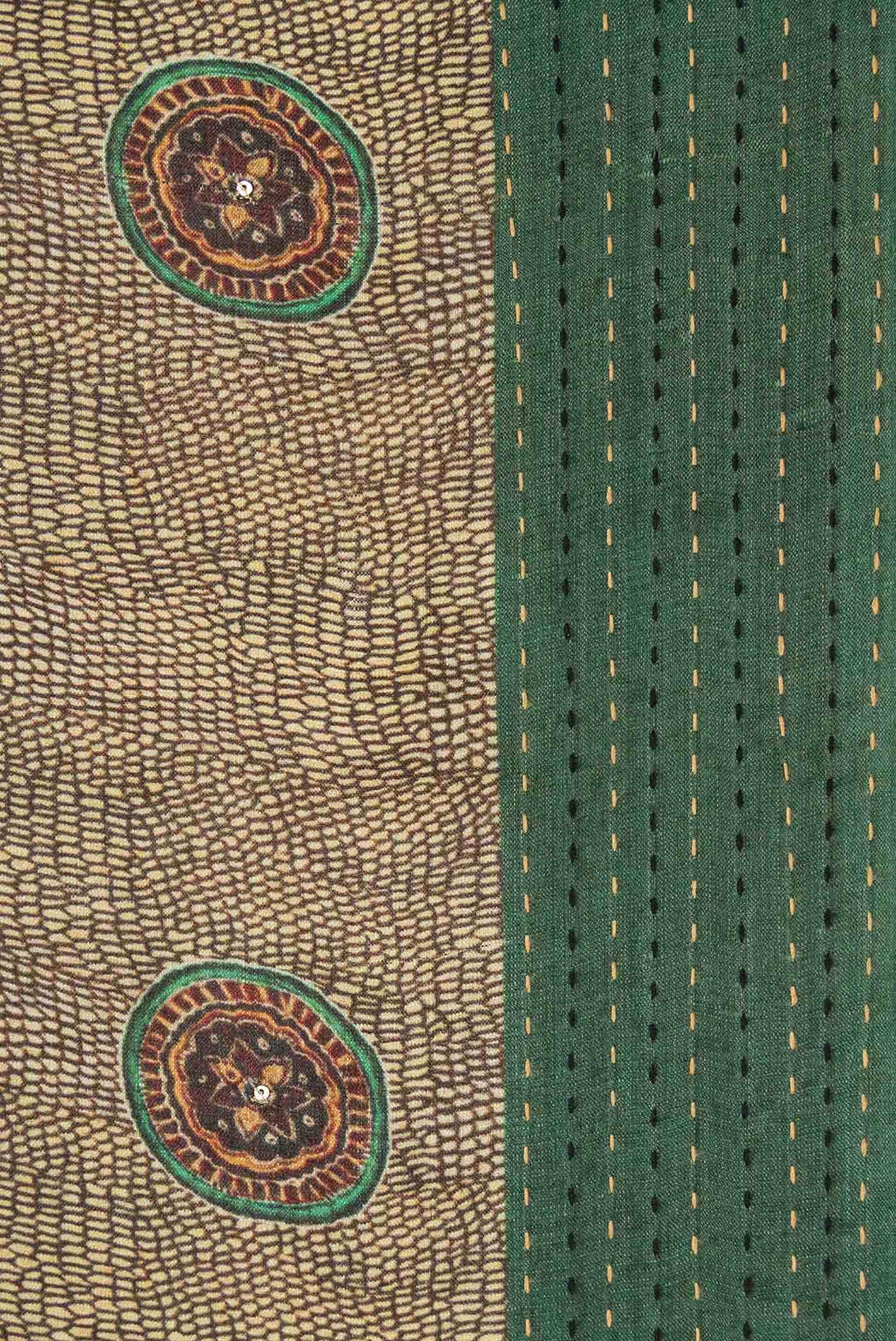 Light Green Tussar Silk Saree - Image 3