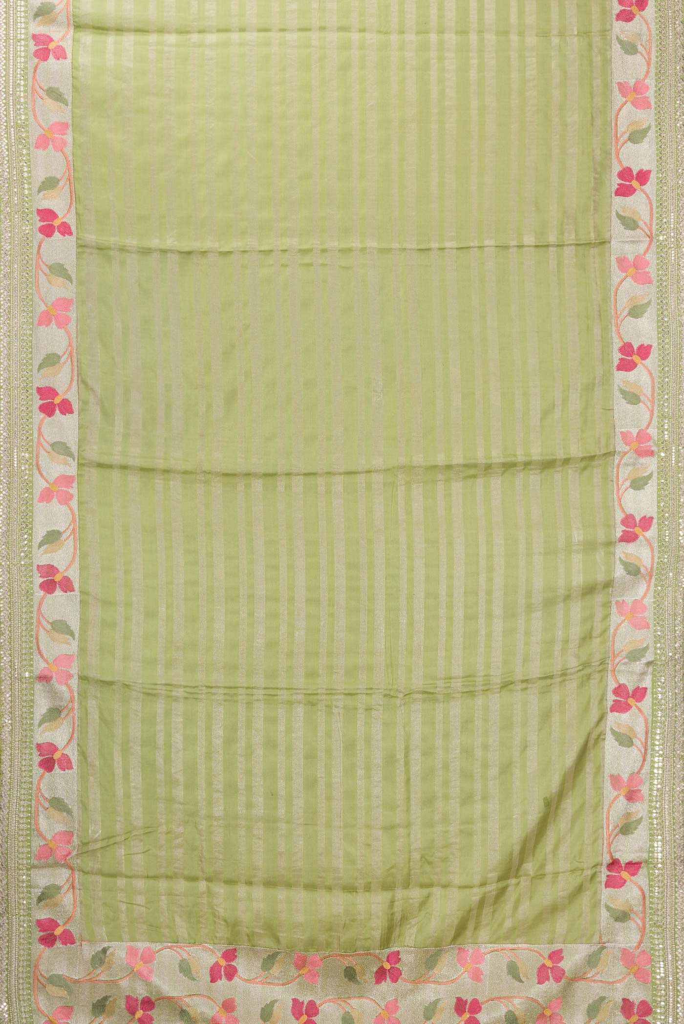 Light Green Tussar Silk Saree - Image 4