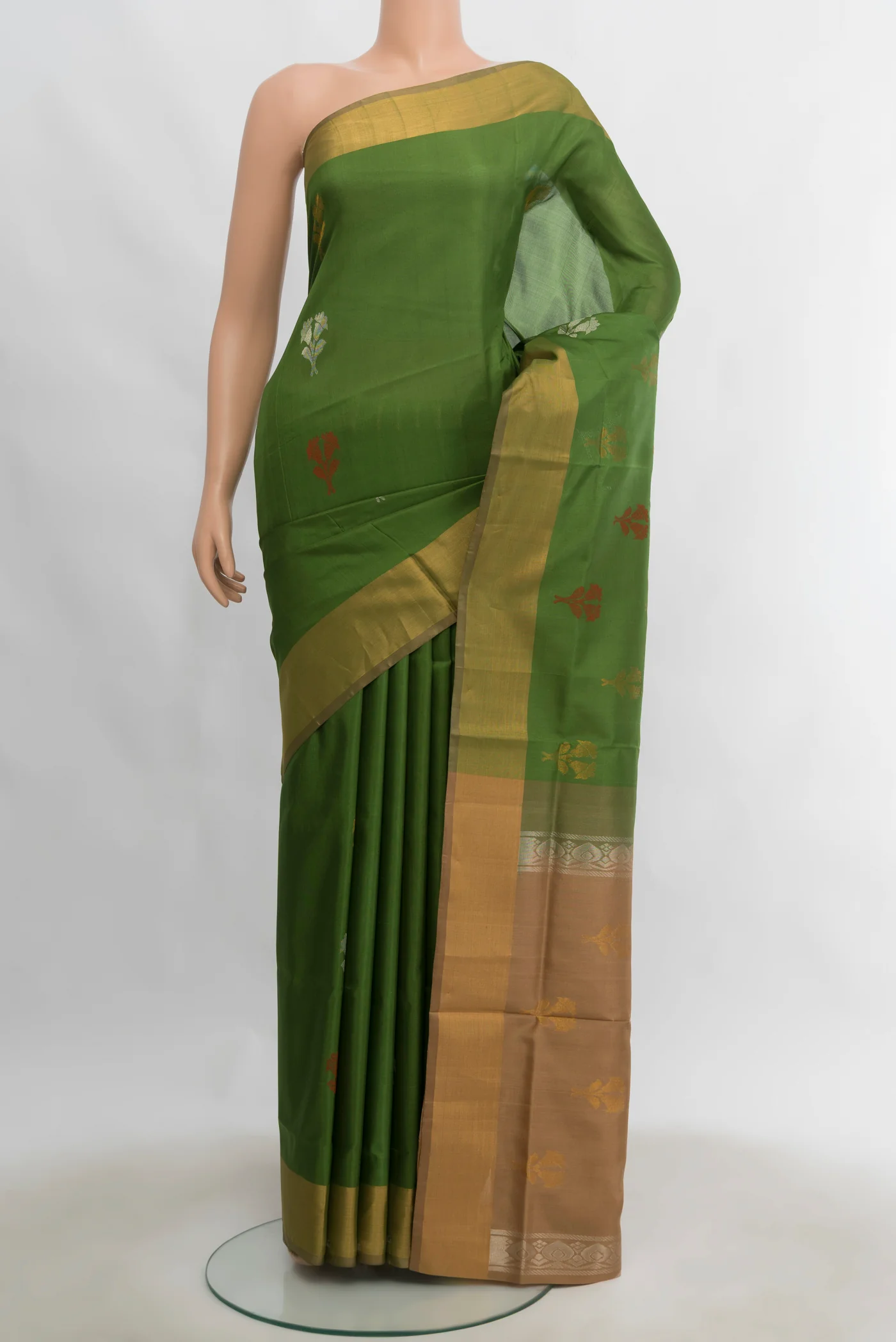 Olive Green Uppada Silk Saree