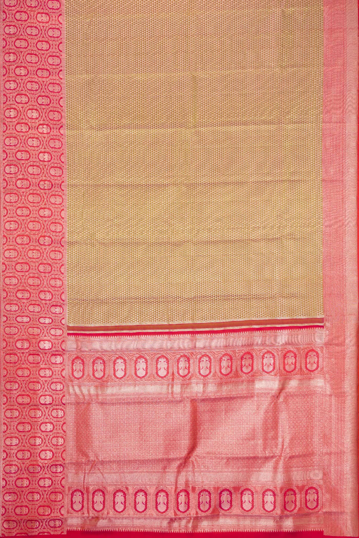 Light Green with Pink Color Kanjivaram Tissue Silk Saree - Image 6