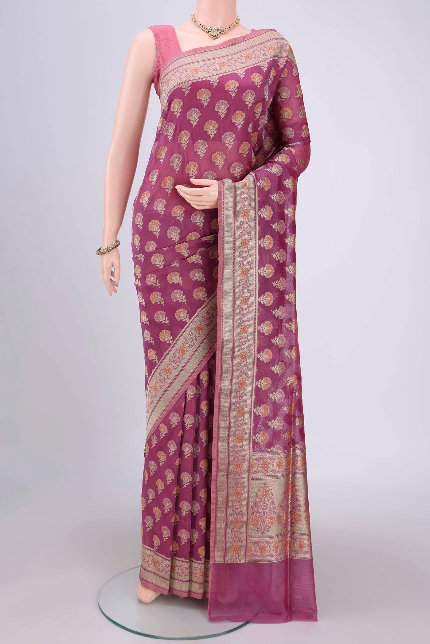 Light Magenta Banarasi Silk Saree