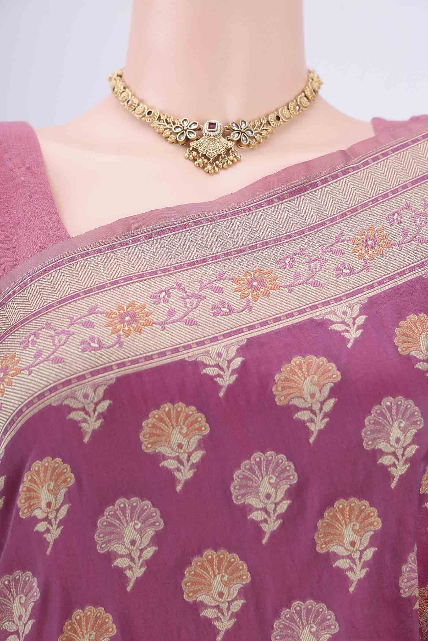Light Magenta Banarasi Silk Saree - Image 2