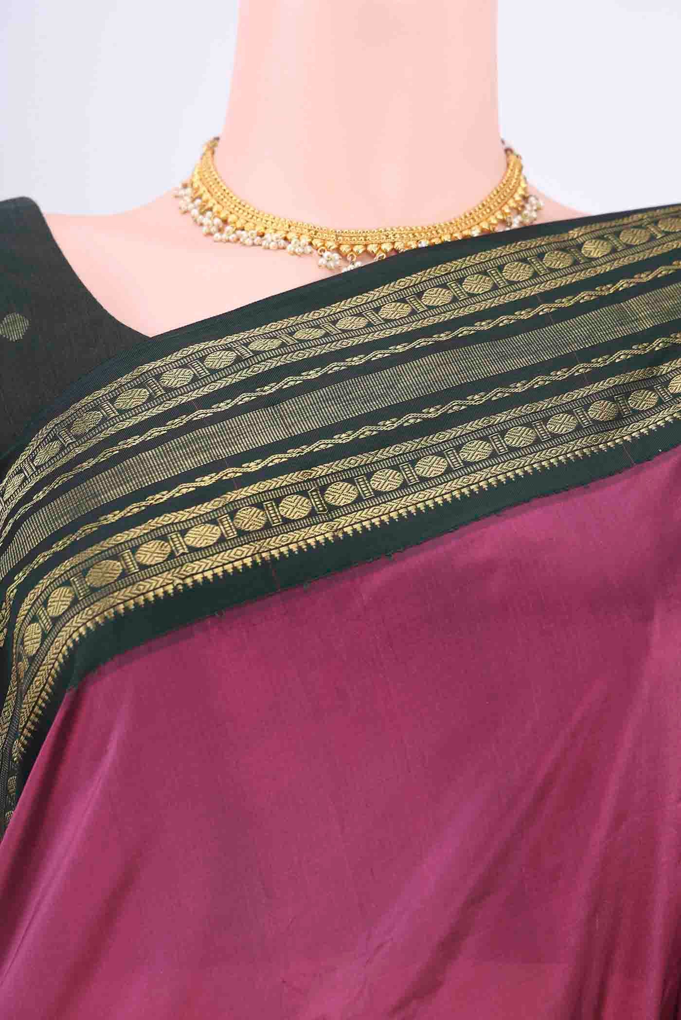 Light Magenta Blended Bangalore Silk Saree - Image 2
