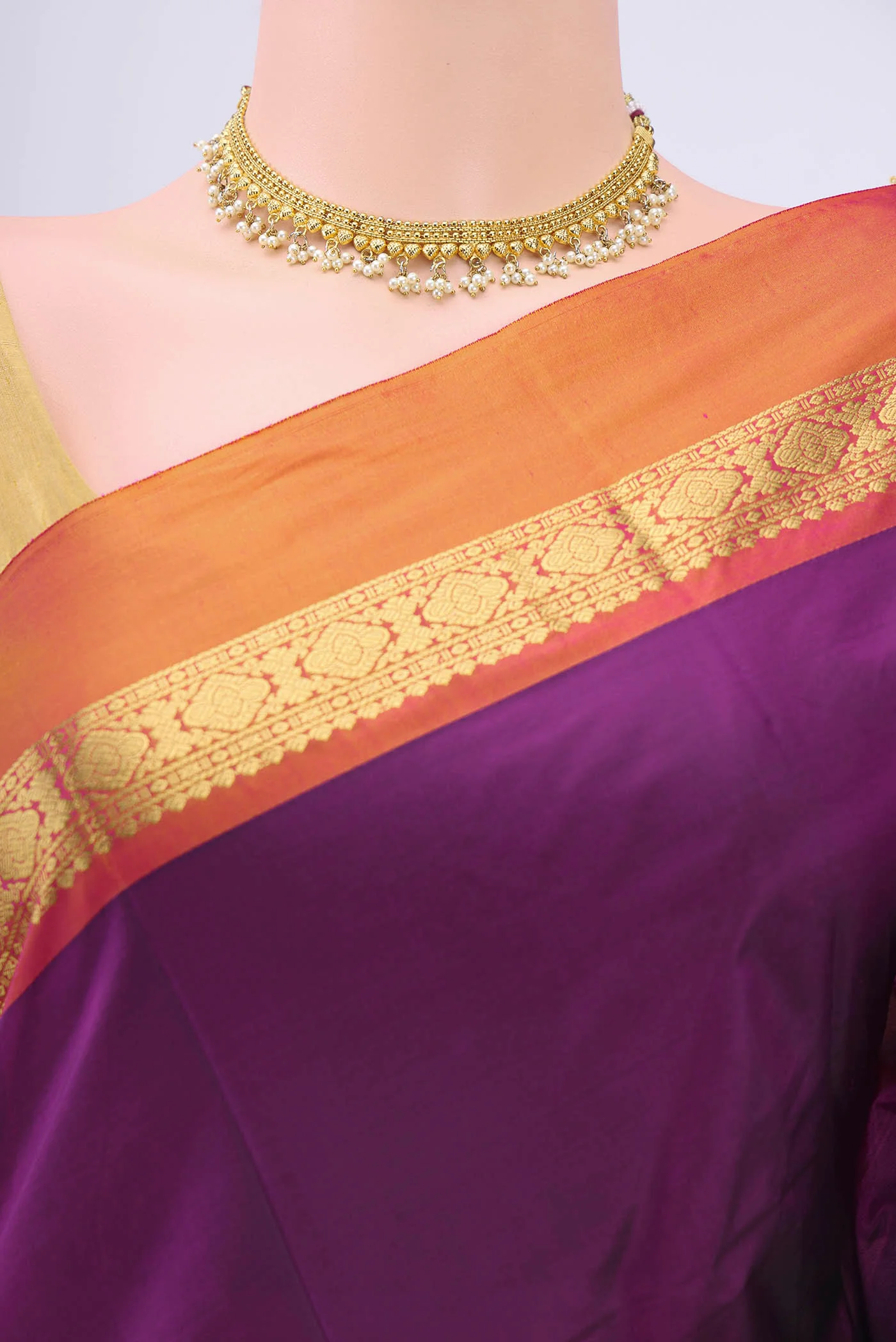 Light Magenta Blended Bangalore Silk Saree - Image 2