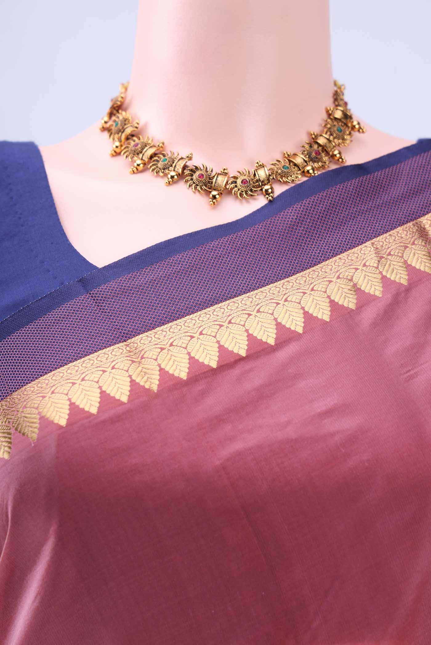 Light Magenta Blended Bangalore Silk Saree - Image 3
