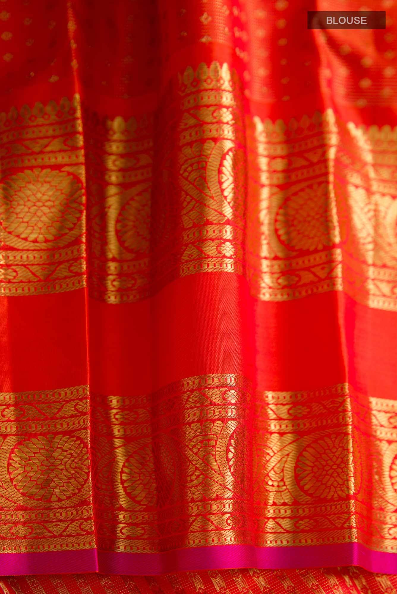 Pure Silk Pure Zari Magenta Kanjivaram Saree - Image 6