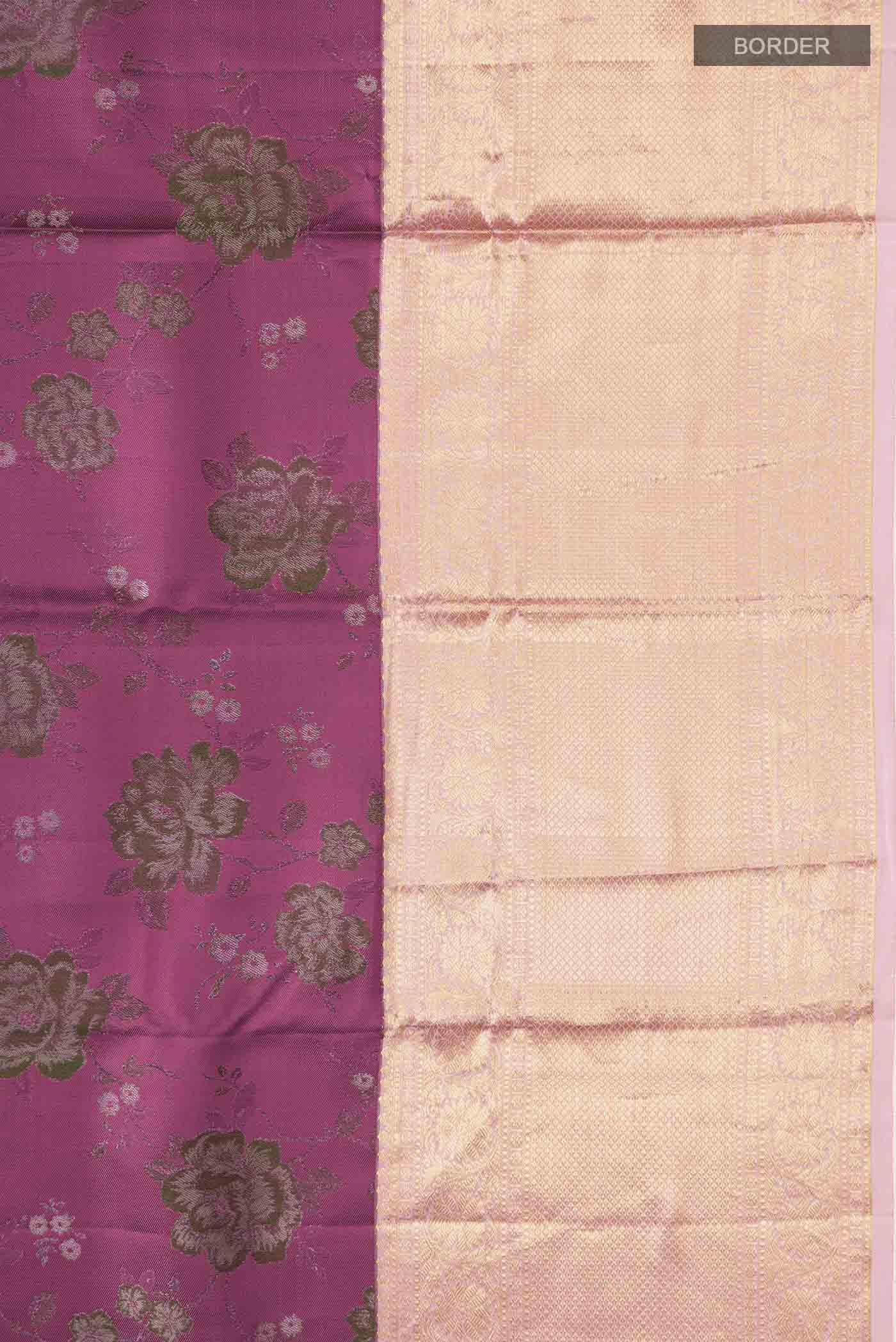 Light Magenta Kanchipuram Silk Saree - Image 3