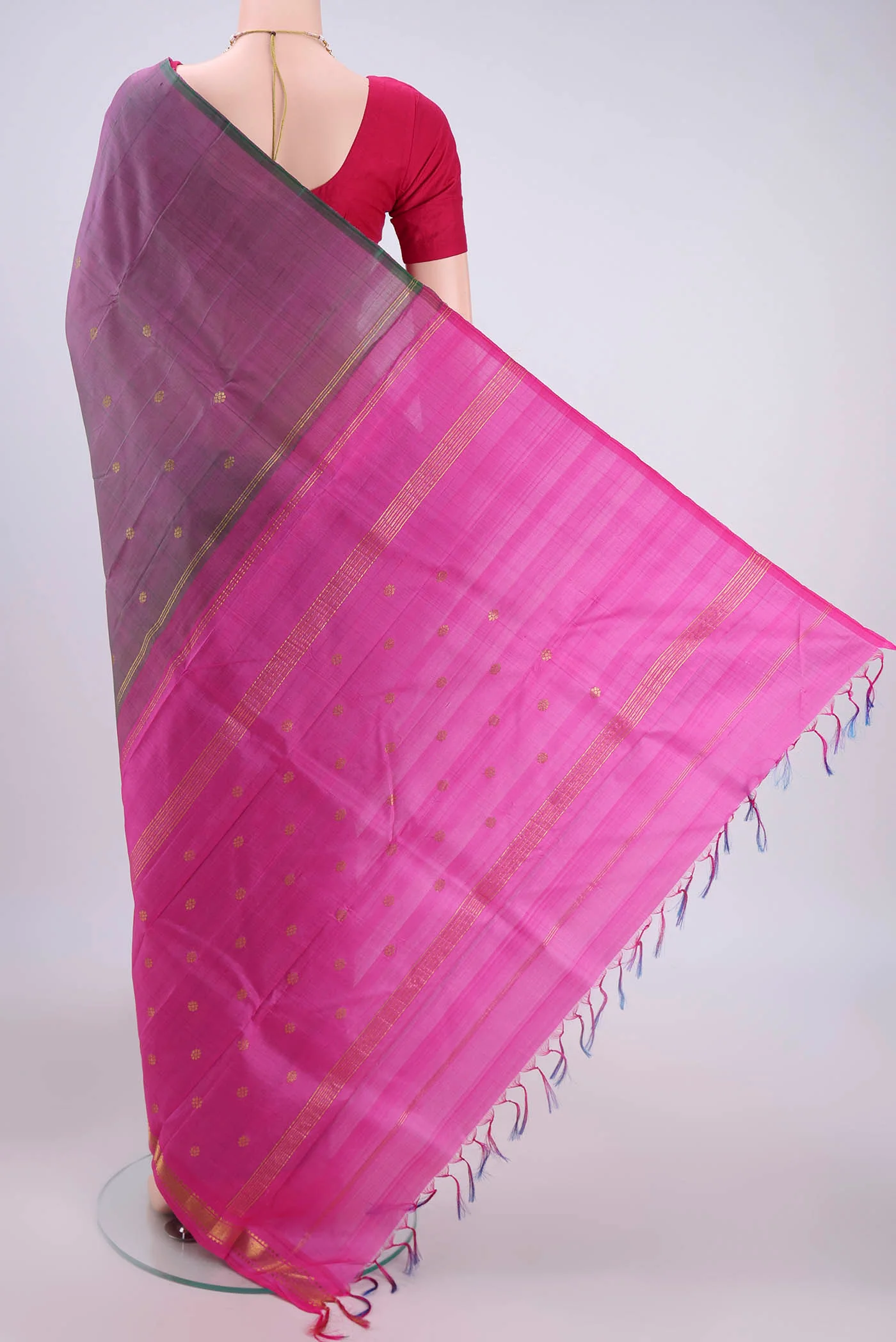 Purple Kanchipuram Silk Saree - Image 3