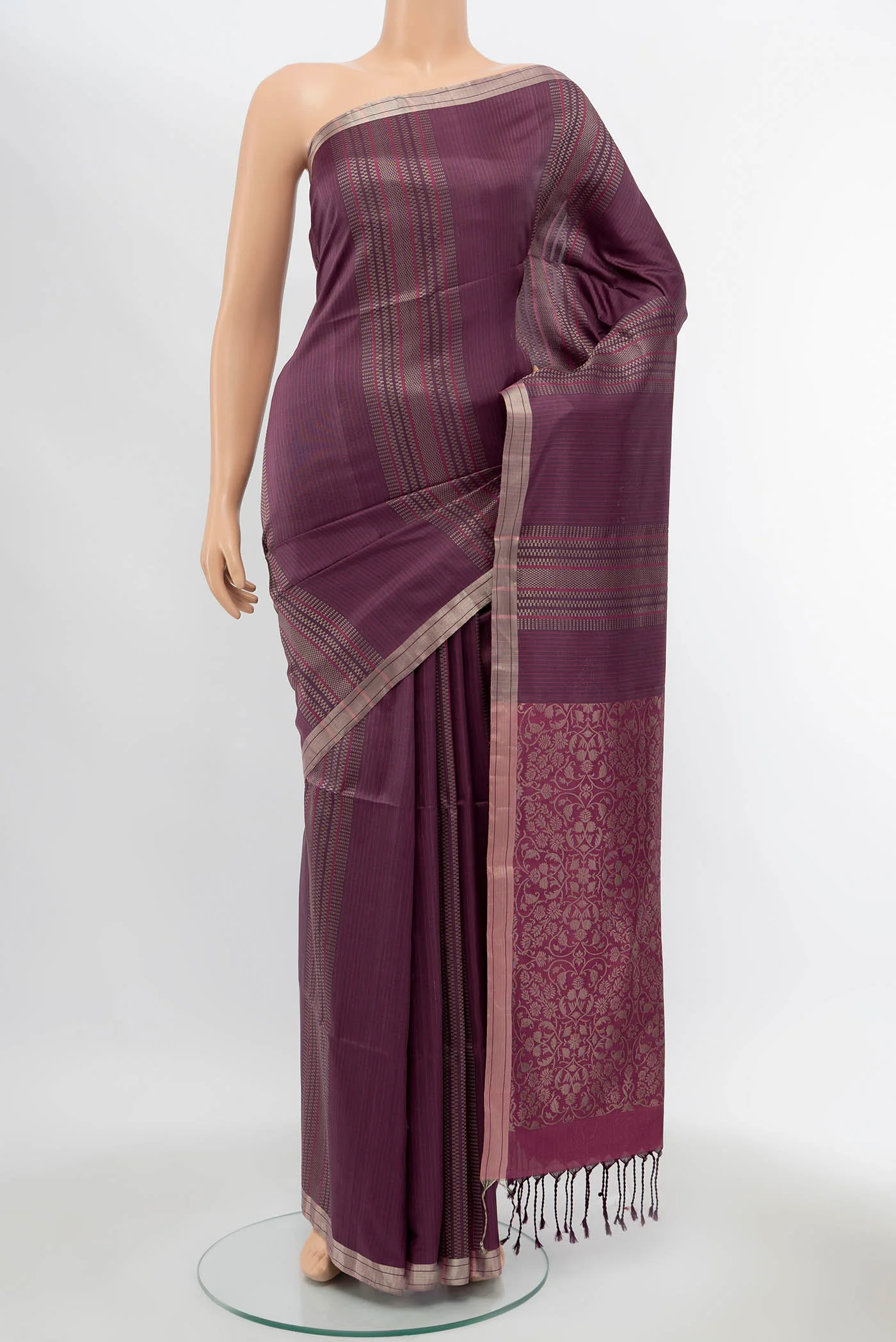 Dark Mauve Soft Silk Saree
