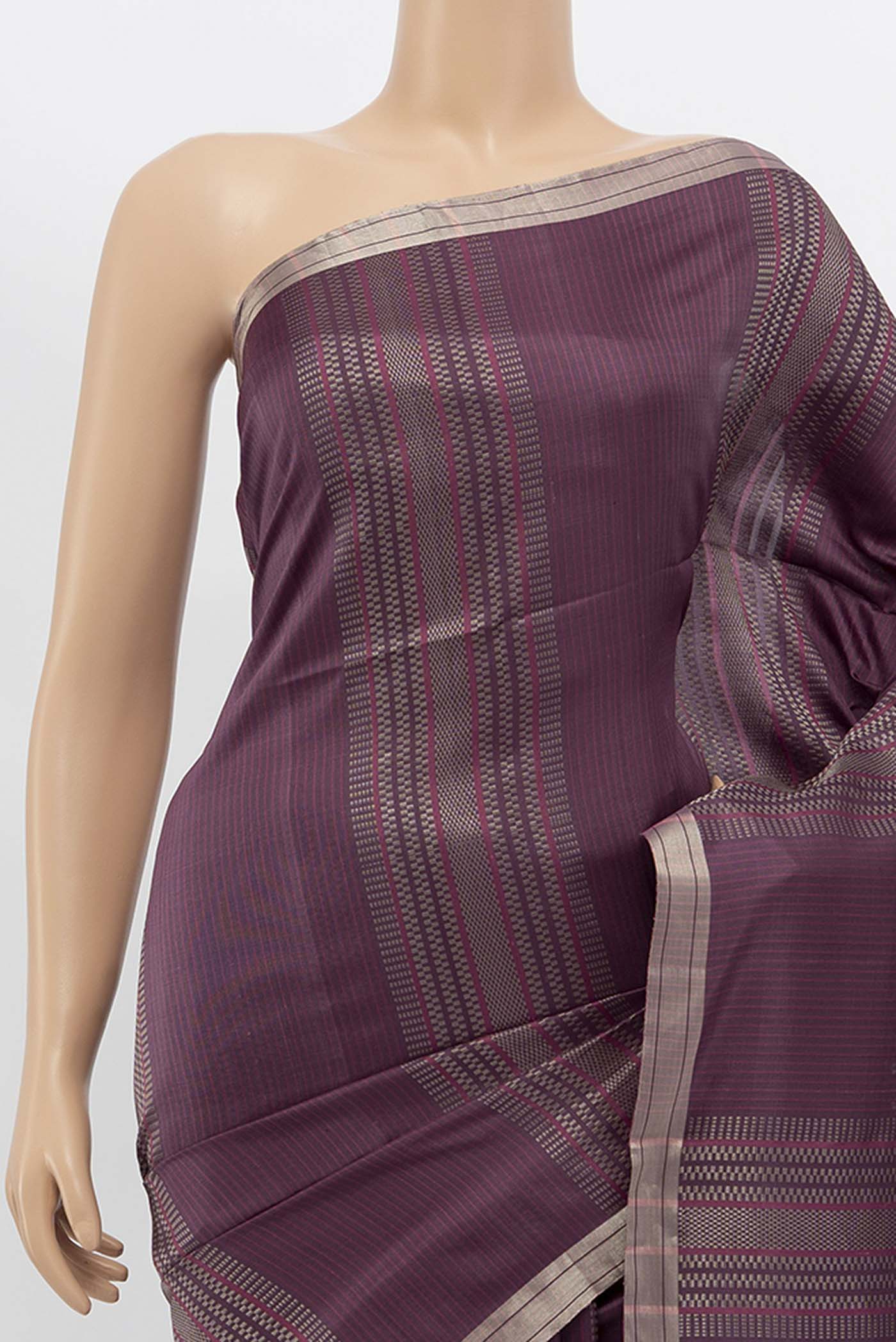 Dark Mauve Soft Silk Saree - Image 2