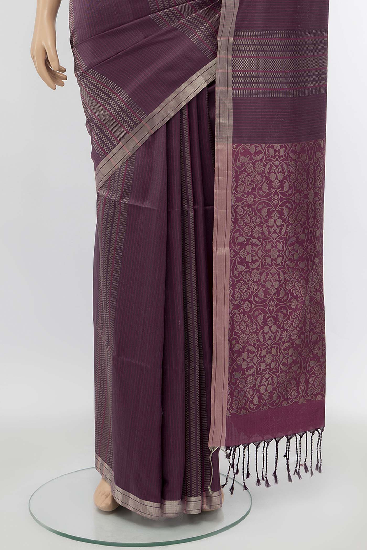 Dark Mauve Soft Silk Saree - Image 3