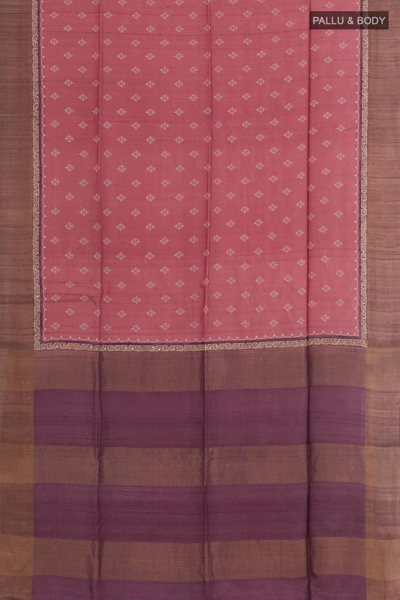 Coral Tussar Silk Saree - Image 3