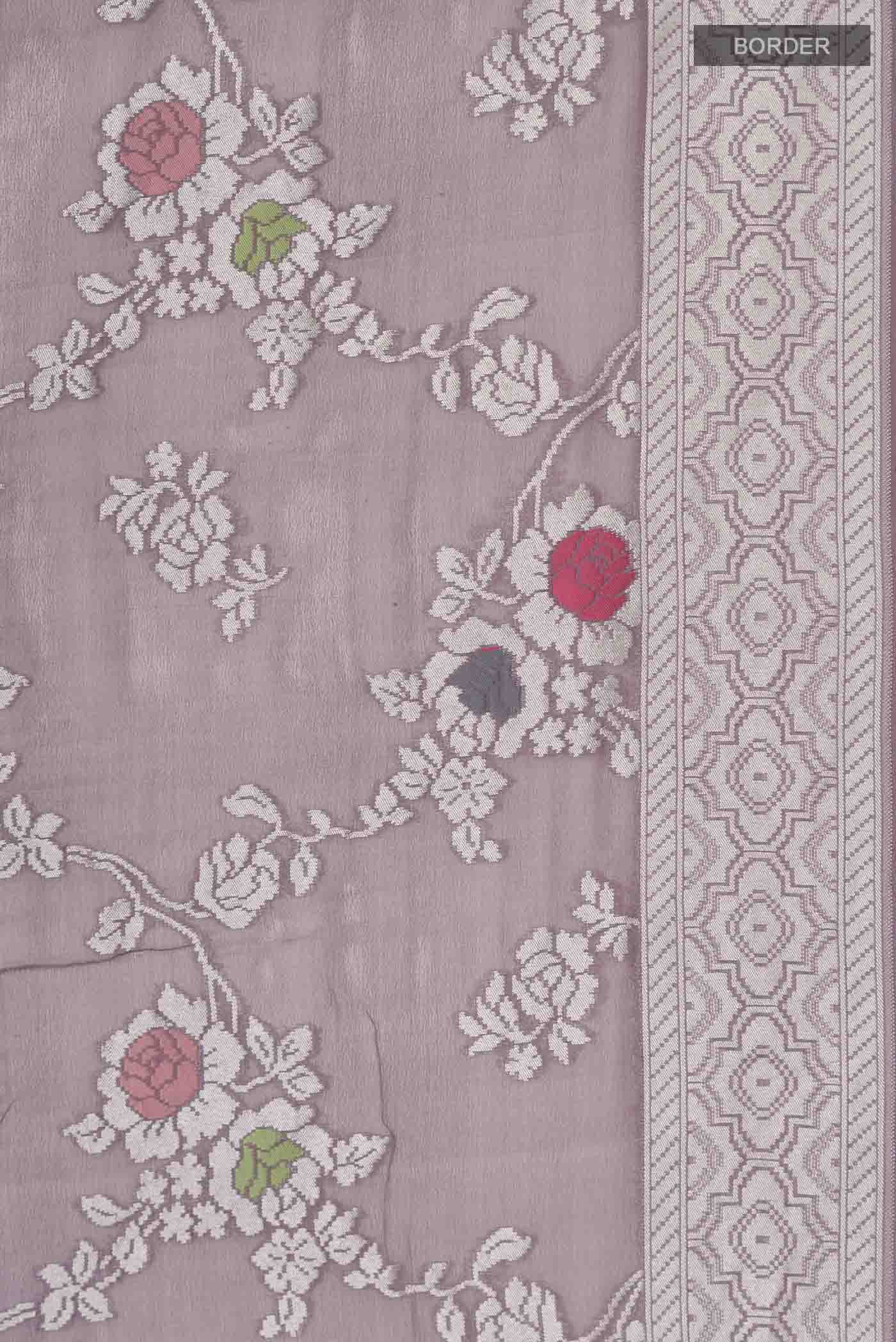 Lilac Banarasi Georgette Saree - Image 3