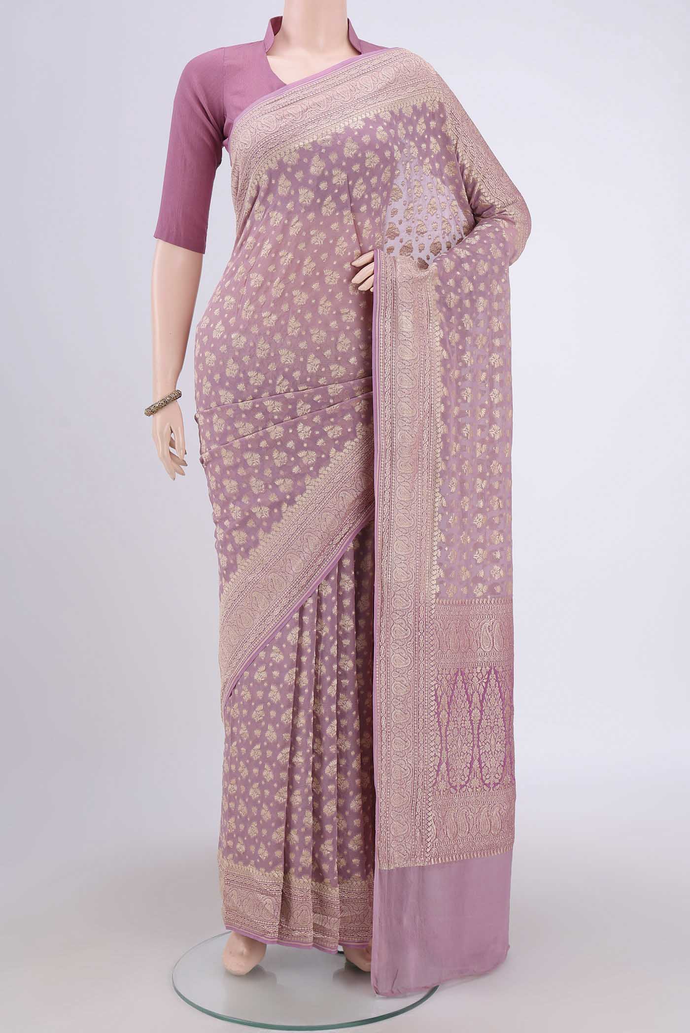 Lavender Banarasi Georgette Saree