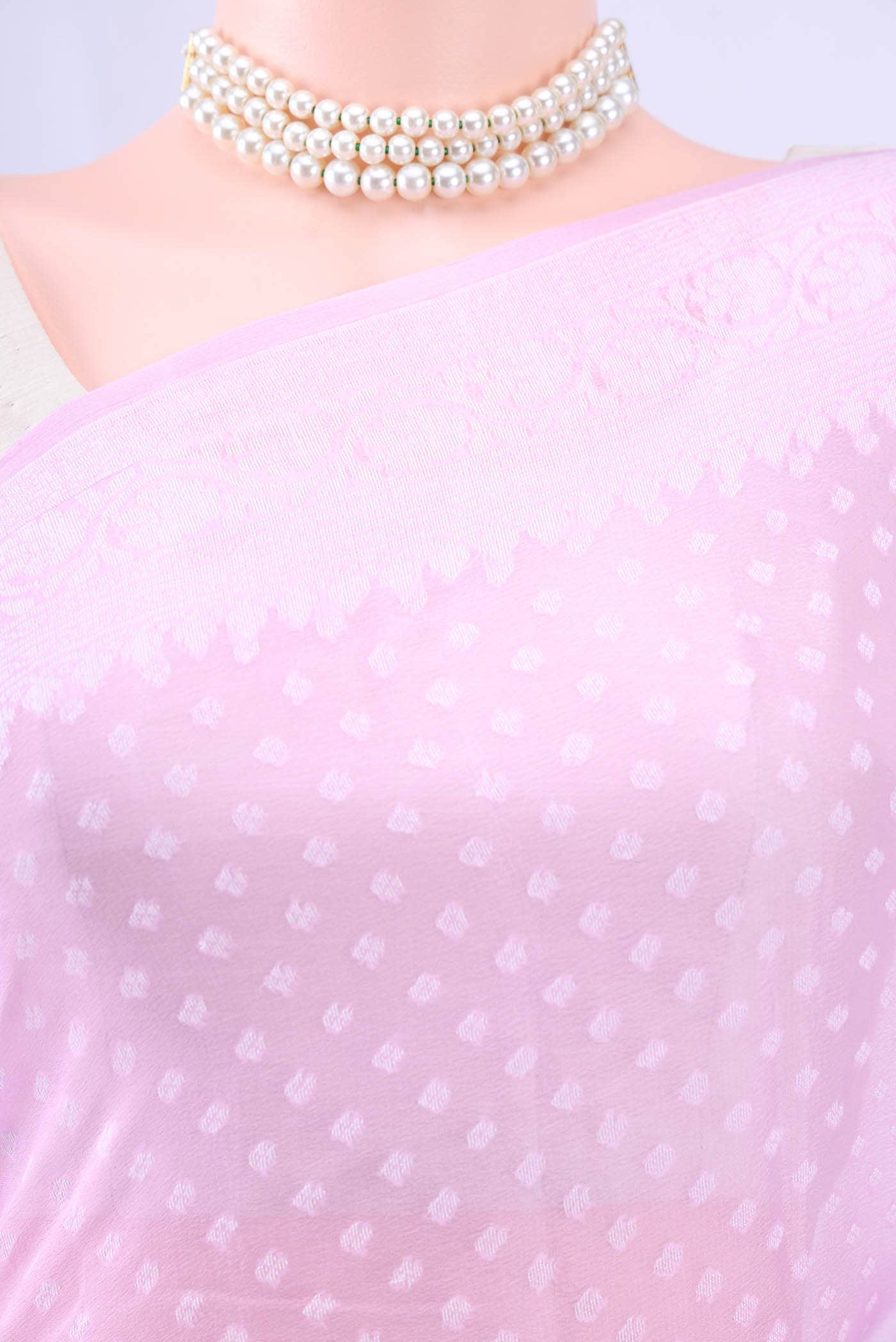 Lilac Banarasi Georgette Saree - Image 3