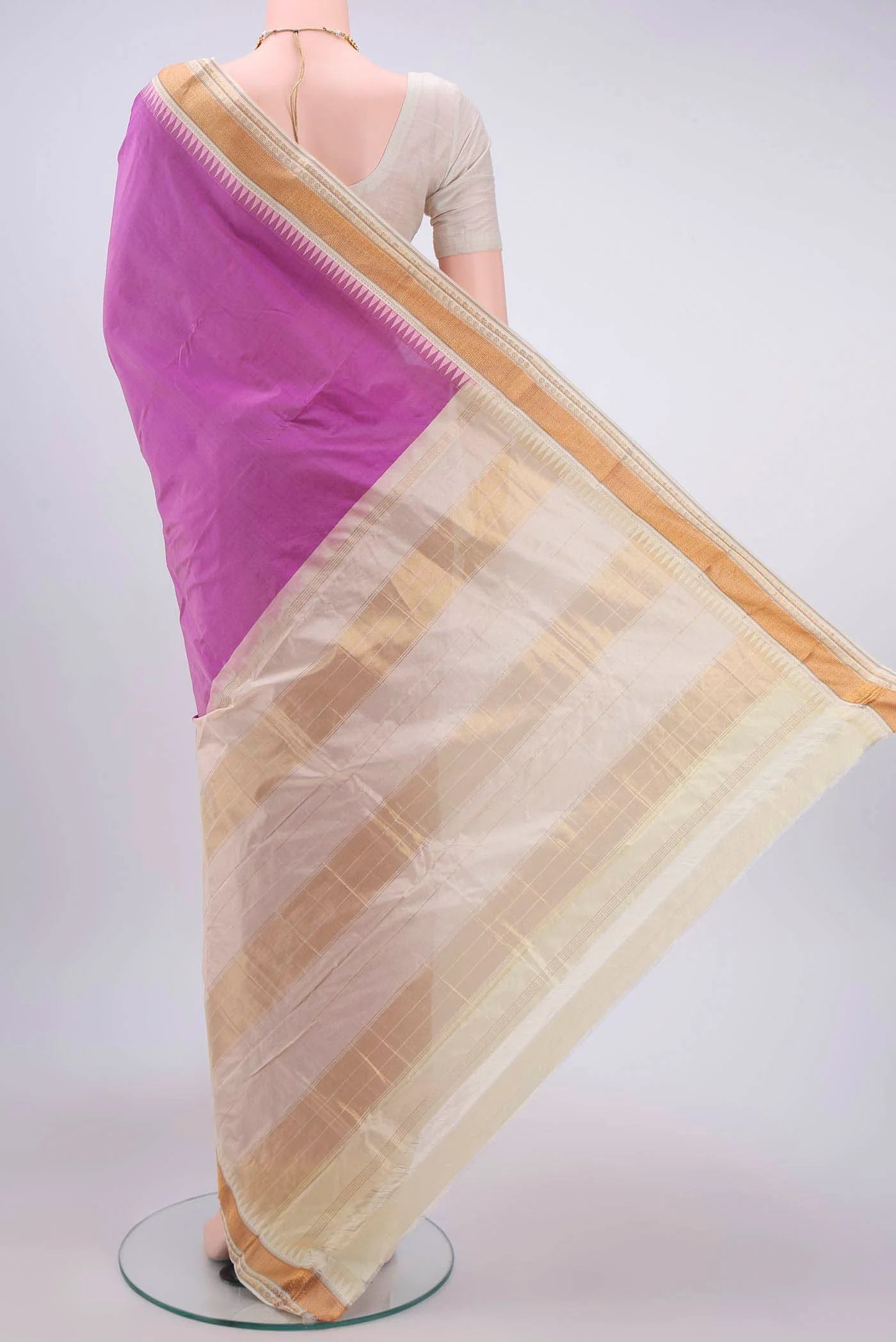 Lavender Bangalore Silk - kadyal Saree - Image 3
