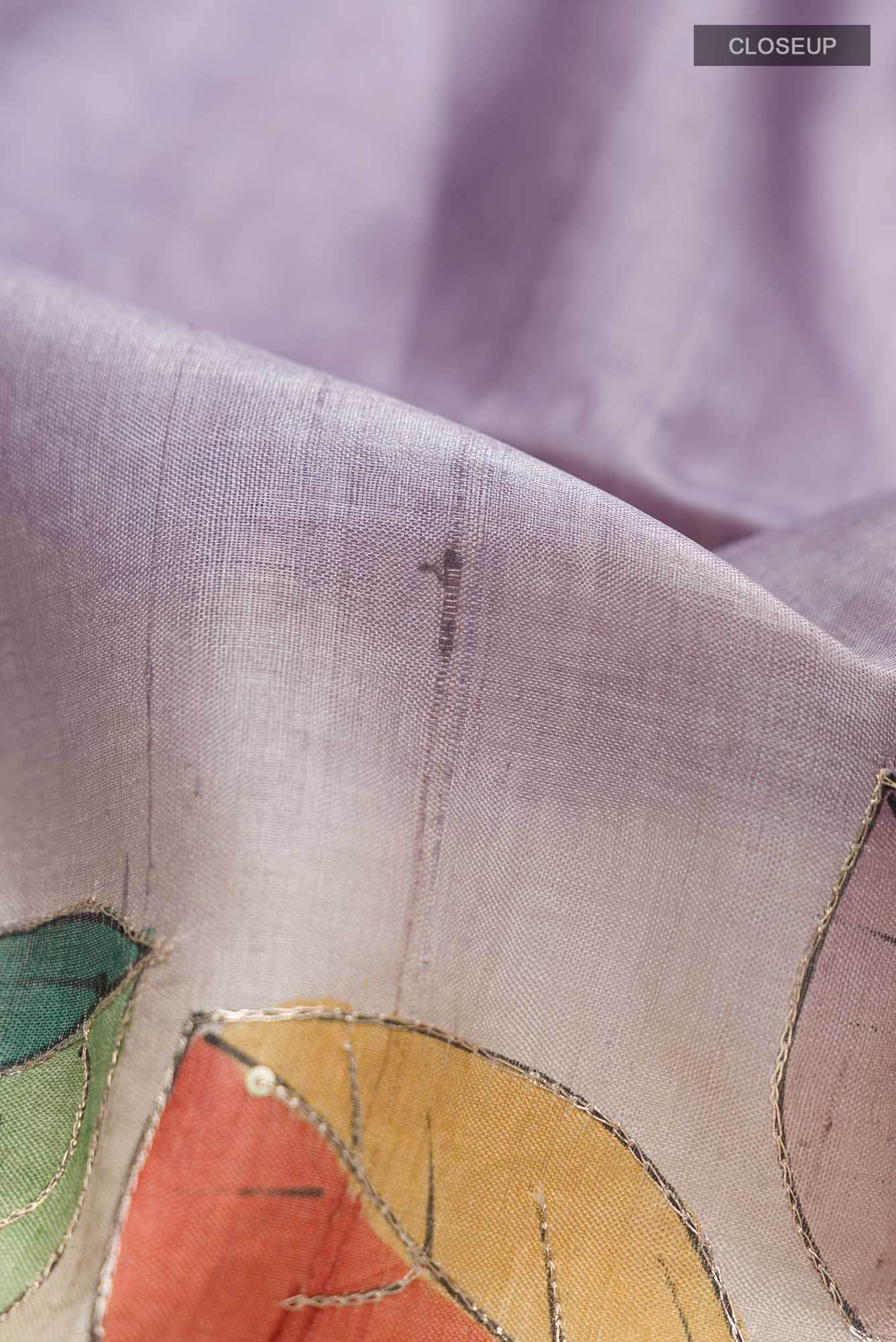 Lilac Bhagalpuri Tussar Silk Saree - Image 2
