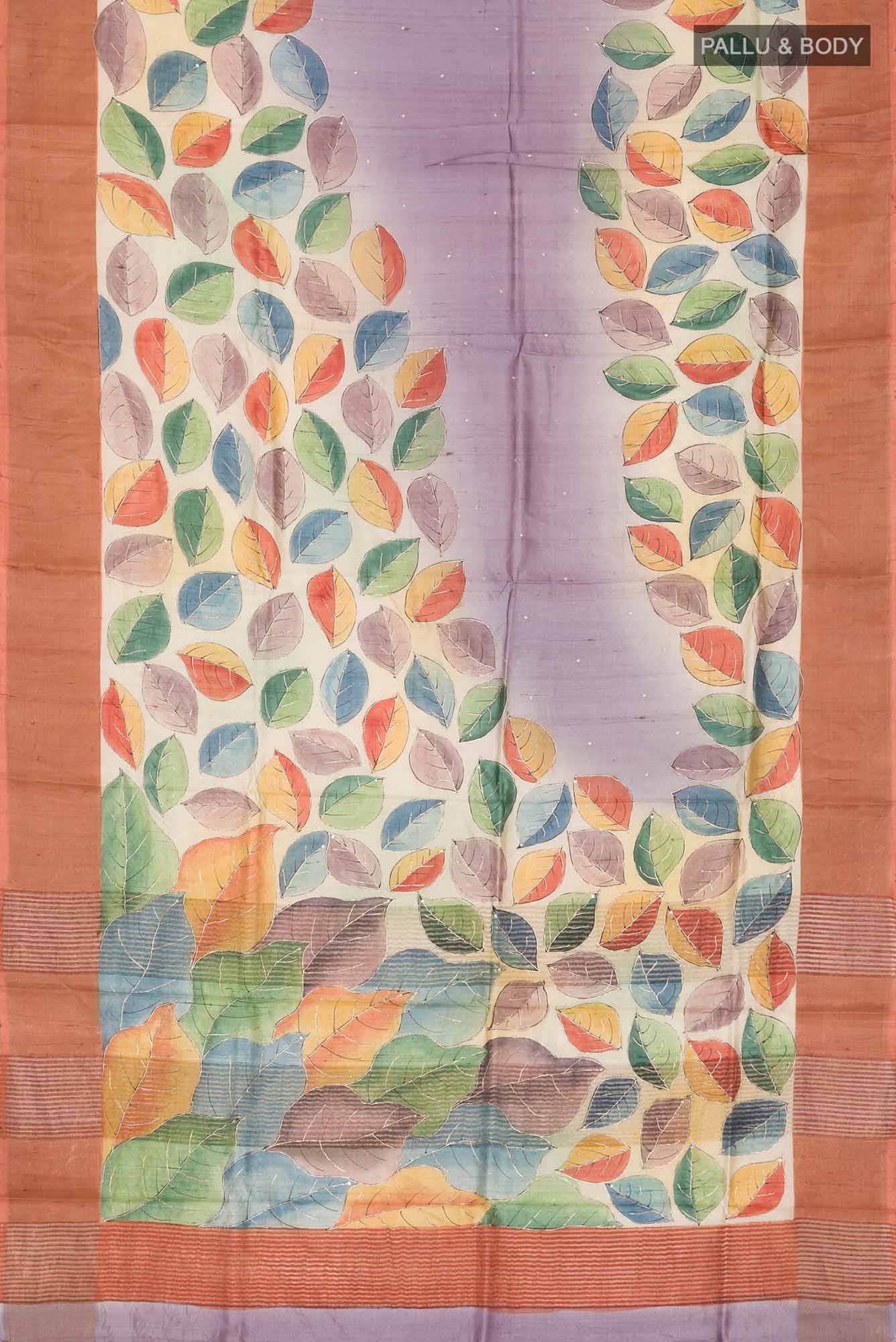 Lilac Bhagalpuri Tussar Silk Saree - Image 3