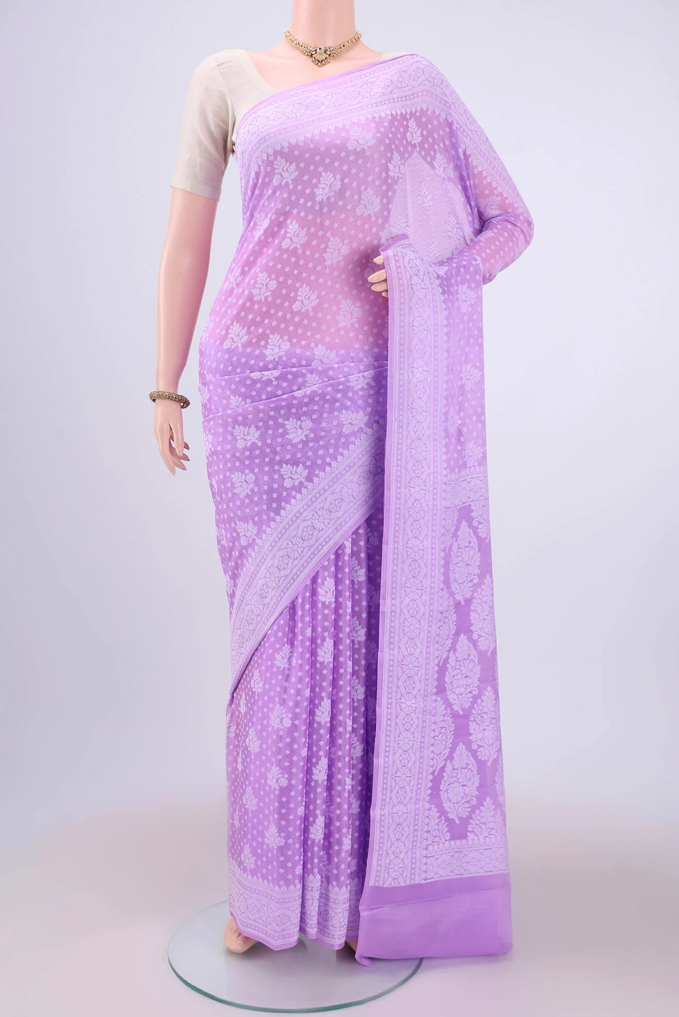 Lilac Blended Banarasi Georgette Saree