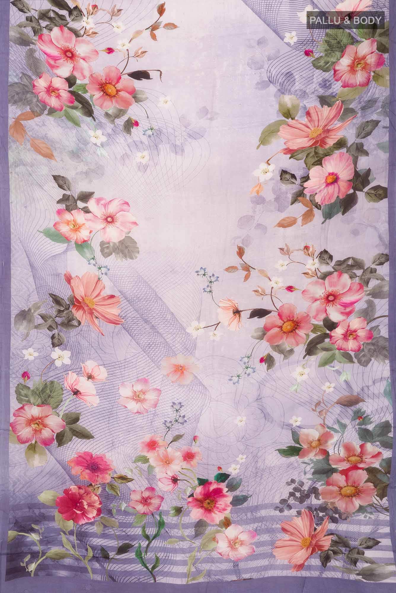 Lilac Blended Viscose Crepe Saree - Image 2