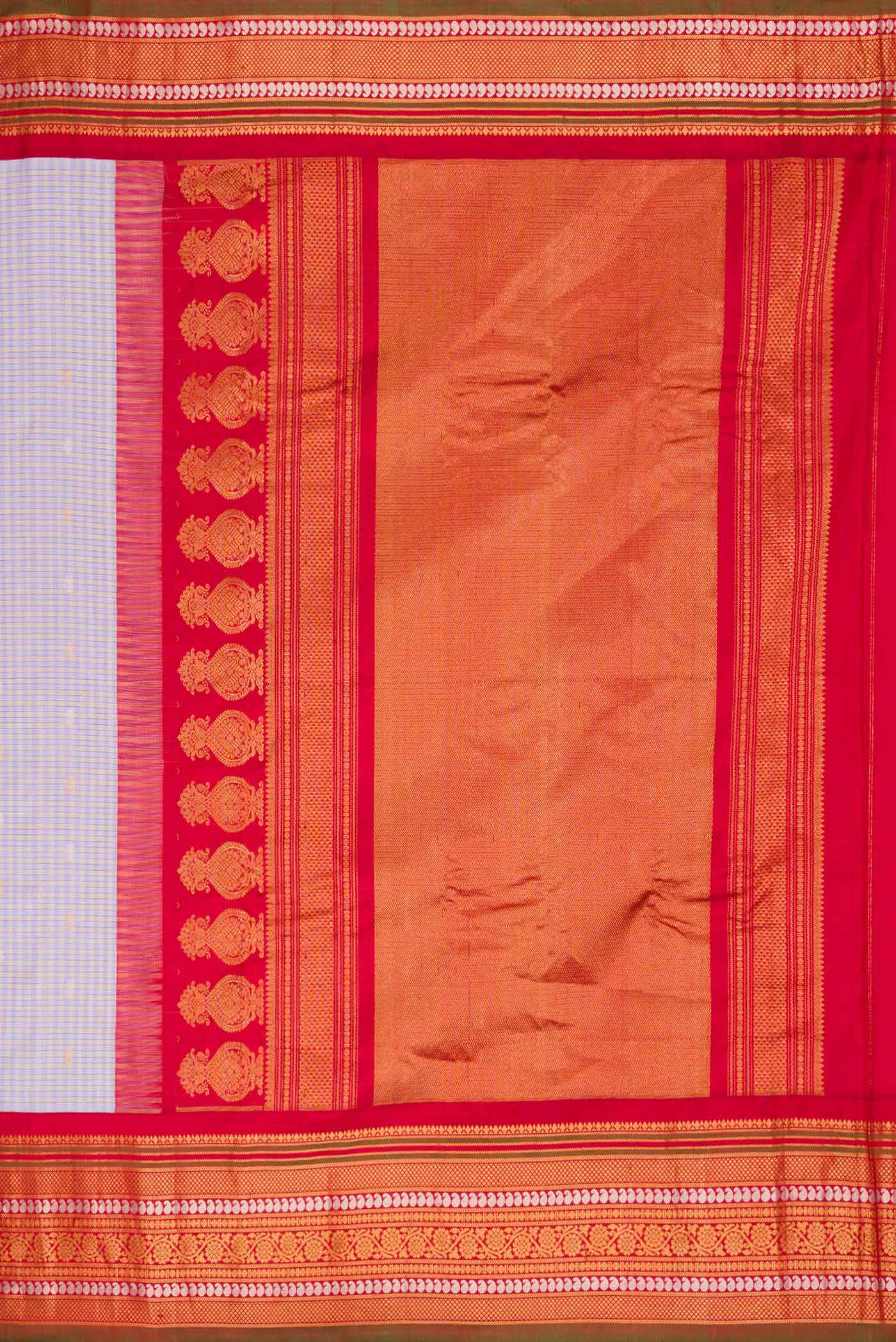 Lilac Dual Tone Gadwal Silk Saree - Image 7