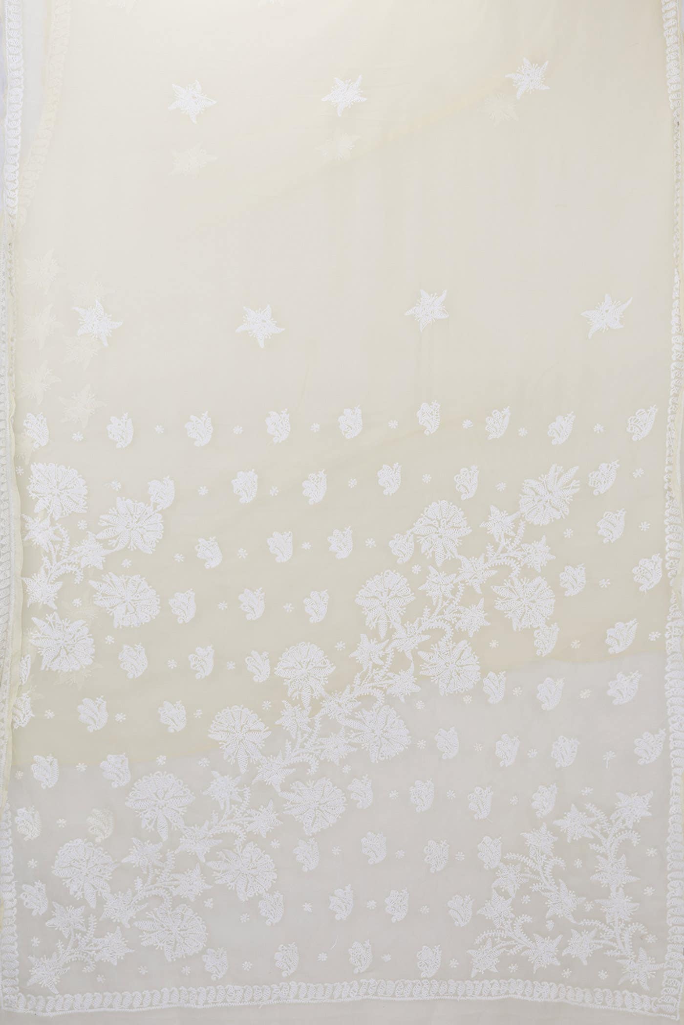 Cream Color Mysore Georgette Saree - Image 2