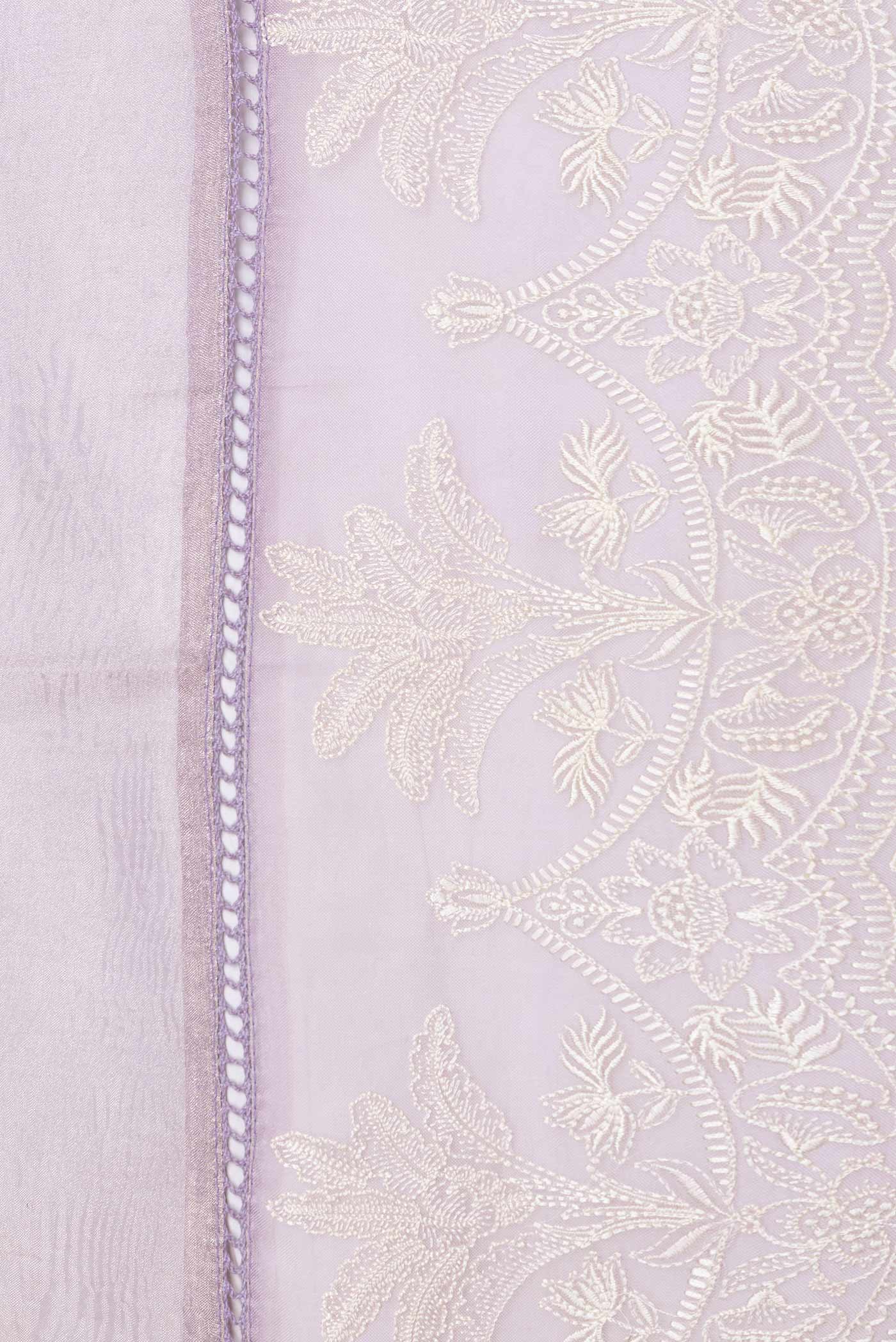Lilac Dual Tone Organza Silk Saree - Image 3