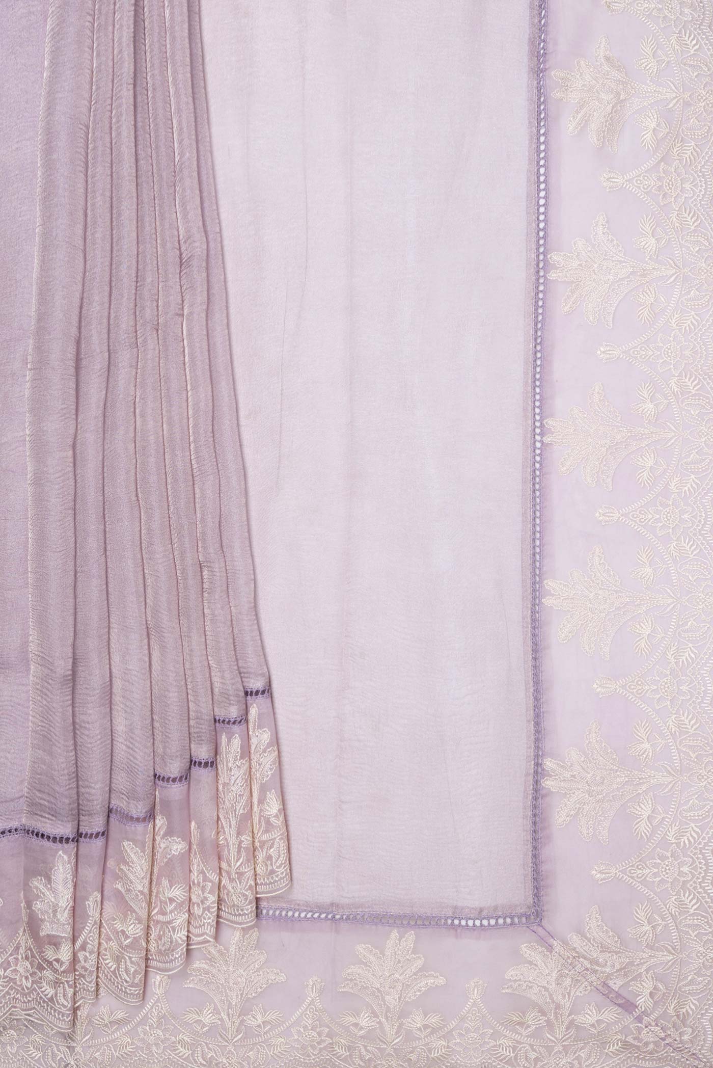 Lilac Dual Tone Organza Silk Saree - Image 4