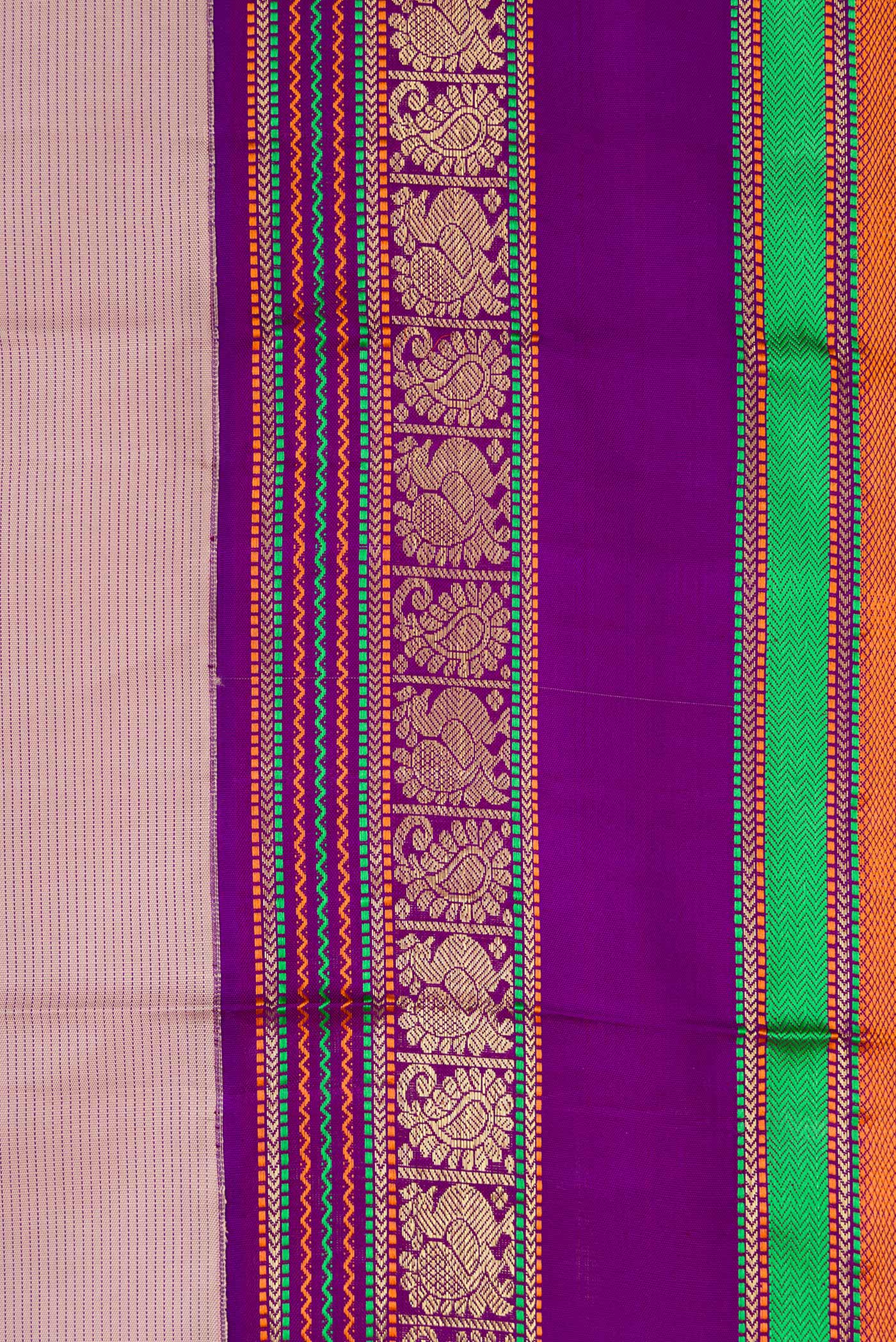 Pure Silk Pure Zari Lilac Kanchipuram Saree - Image 3