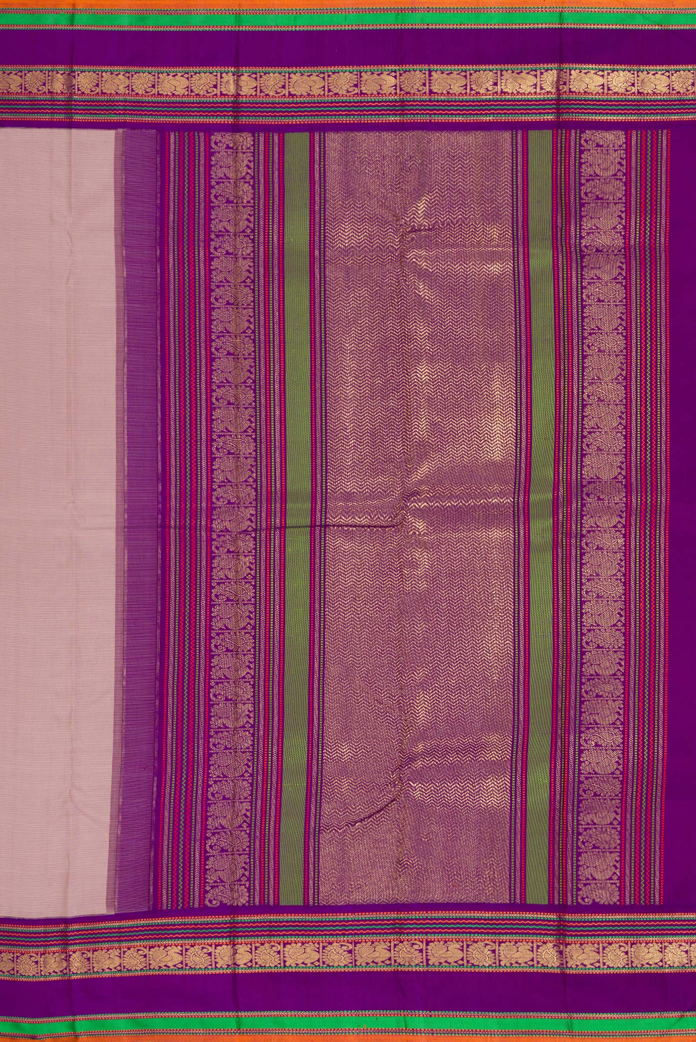 Pure Silk Pure Zari Lilac Kanchipuram Saree - Image 7