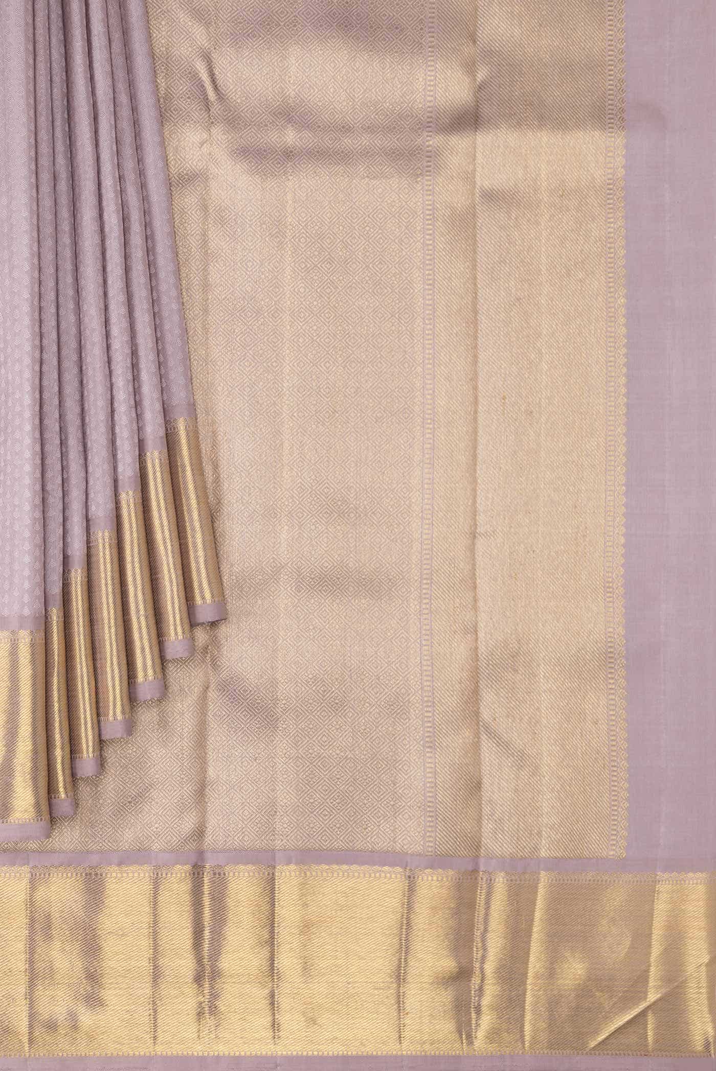 Pure Silk Pure Zari Lilac Kanchipuram Saree - Image 2