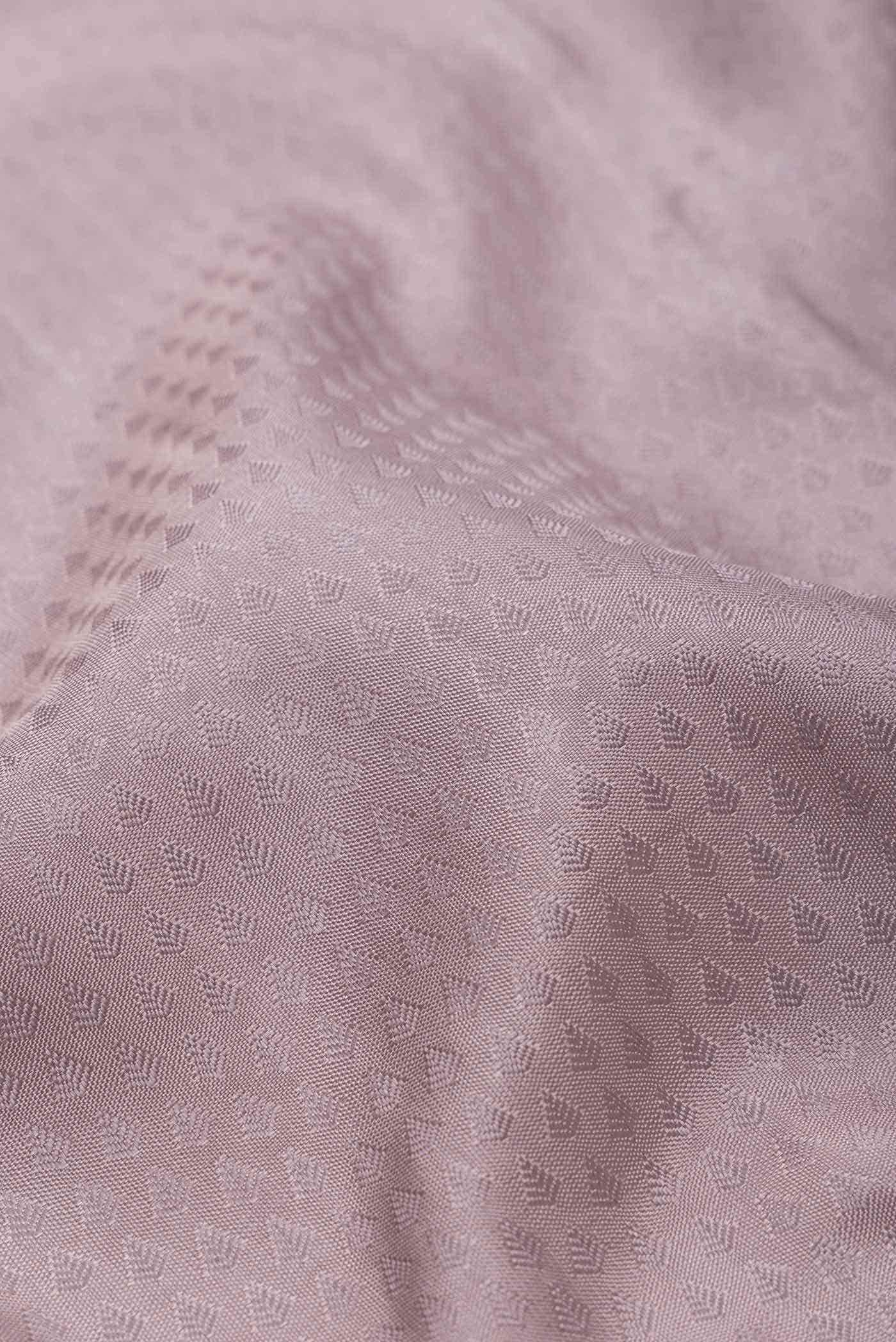 Pure Silk Pure Zari Lilac Kanchipuram Saree - Image 3