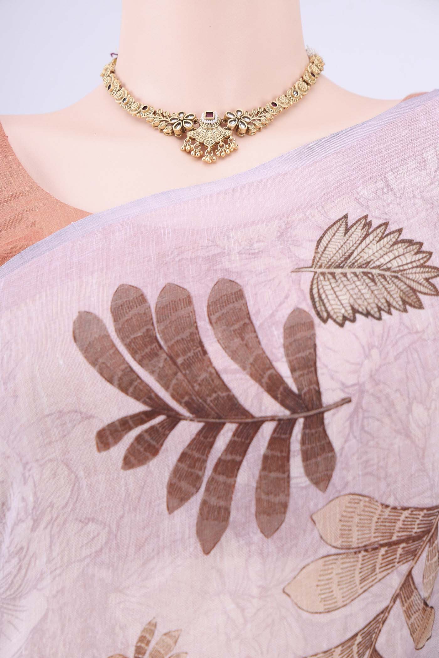 Lilac Linen Saree - Image 2