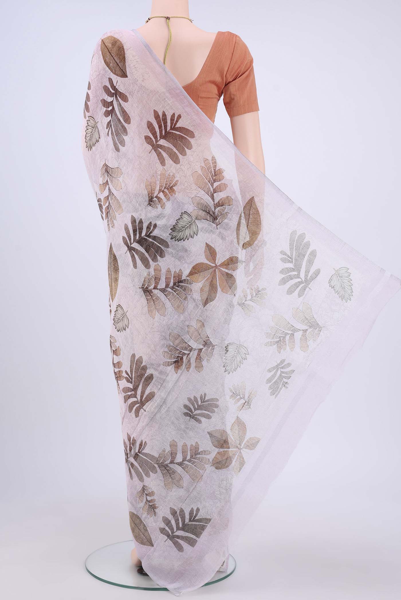 Lilac Linen Saree - Image 3