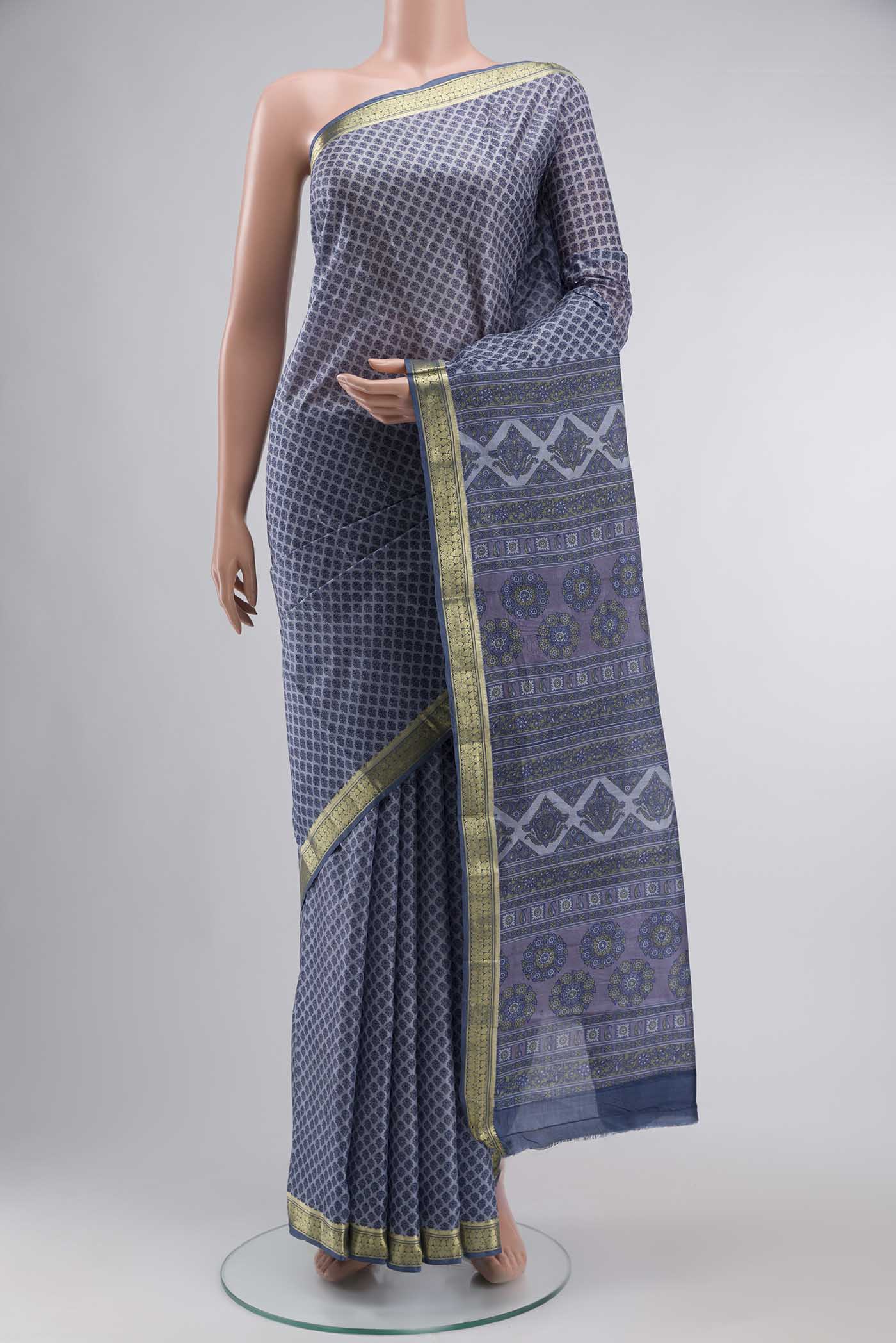 Lilac Printed Silk Saree