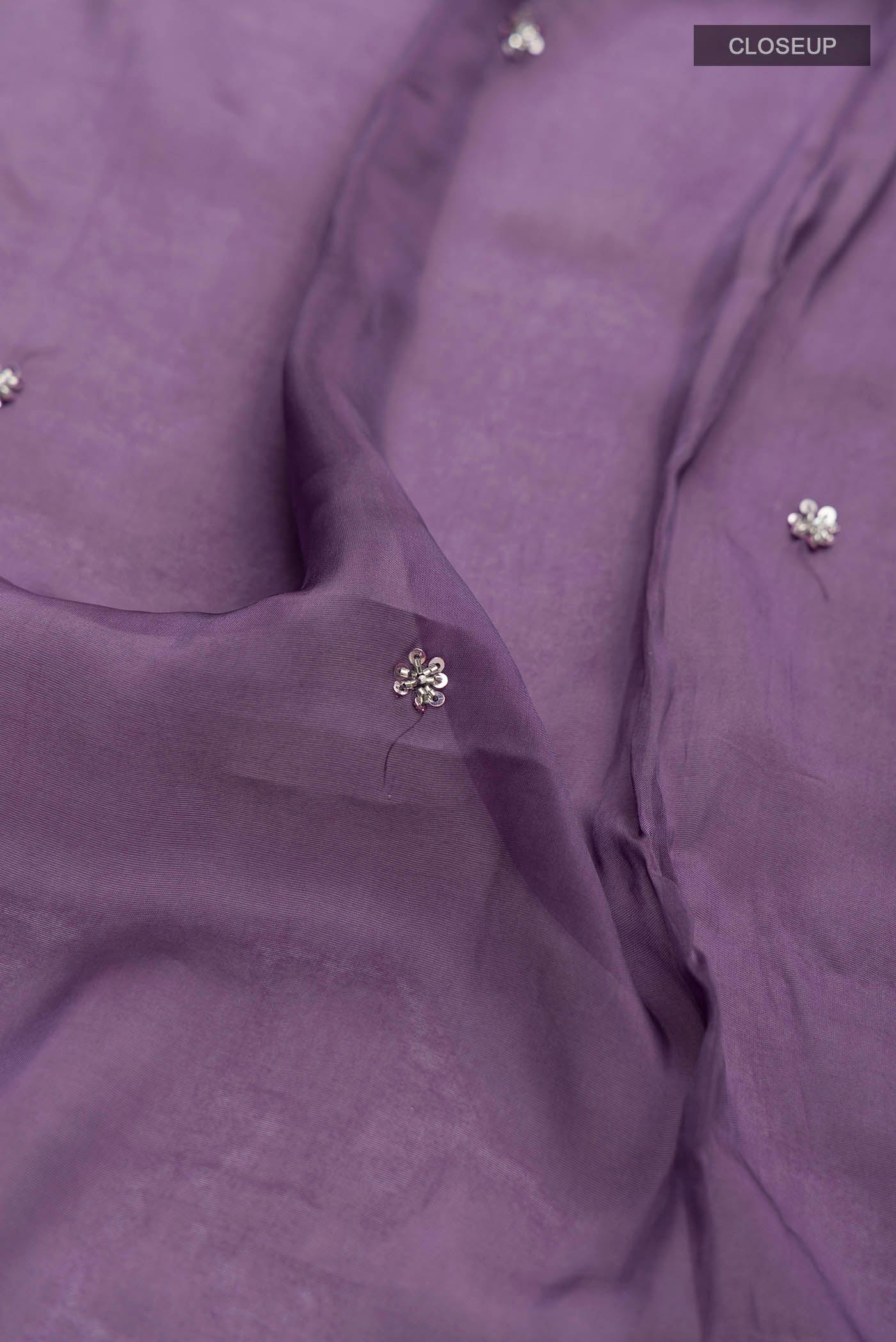 Lilac Satin Silk Saree - Image 2
