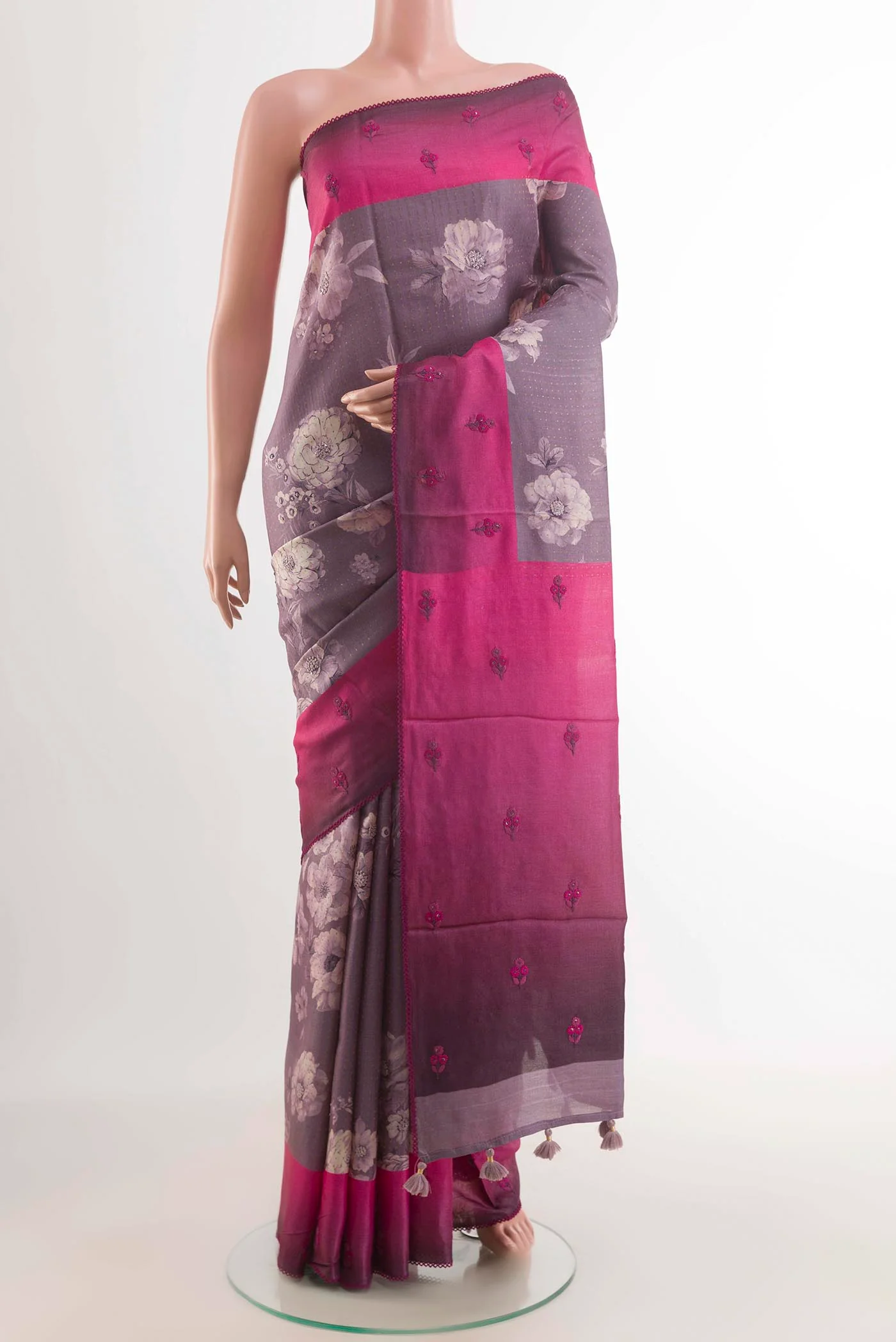 Lilac Tussar Saree