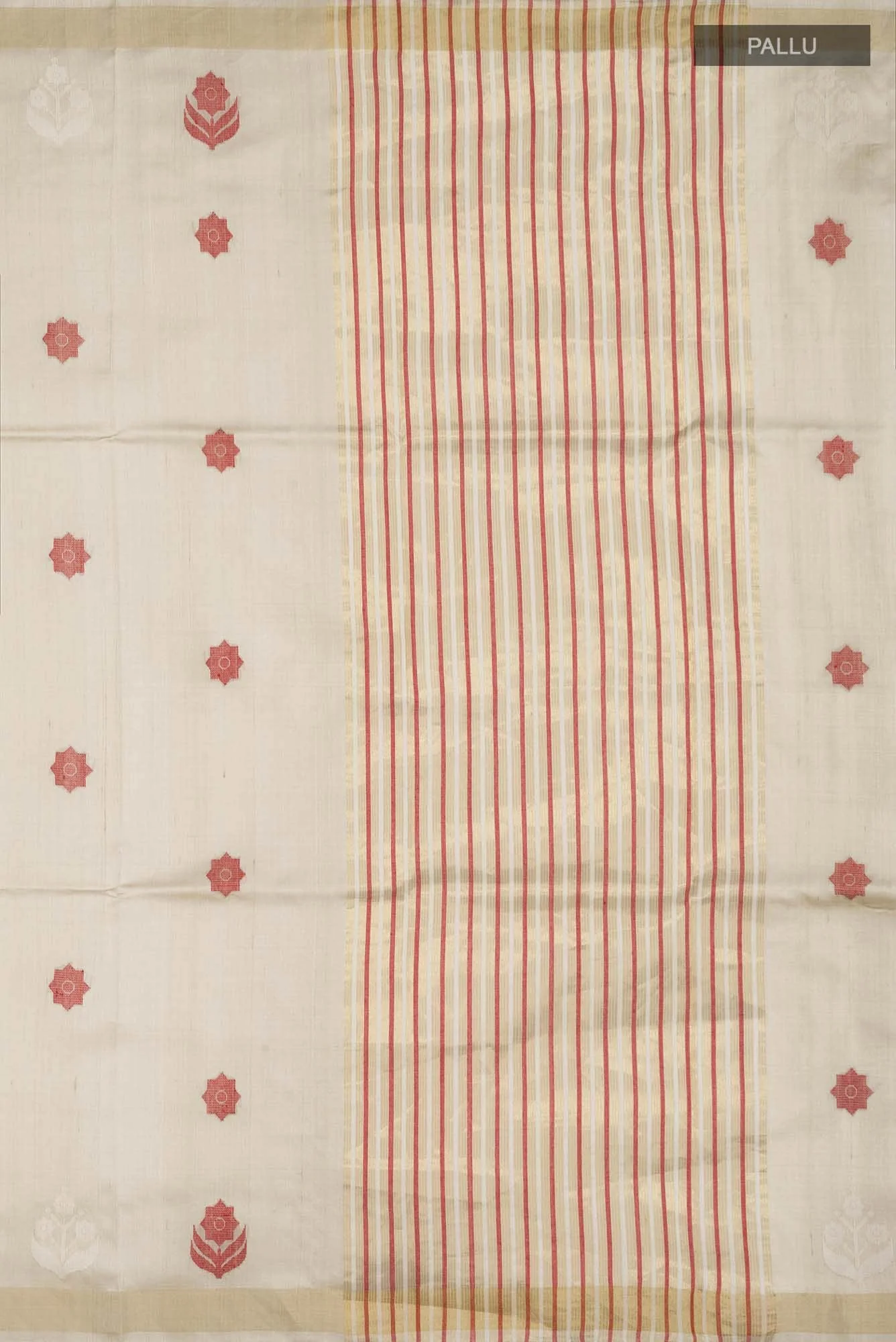 Lost in Fields-Beige Bhagalpuri Tussar Silk Saree - Image 5