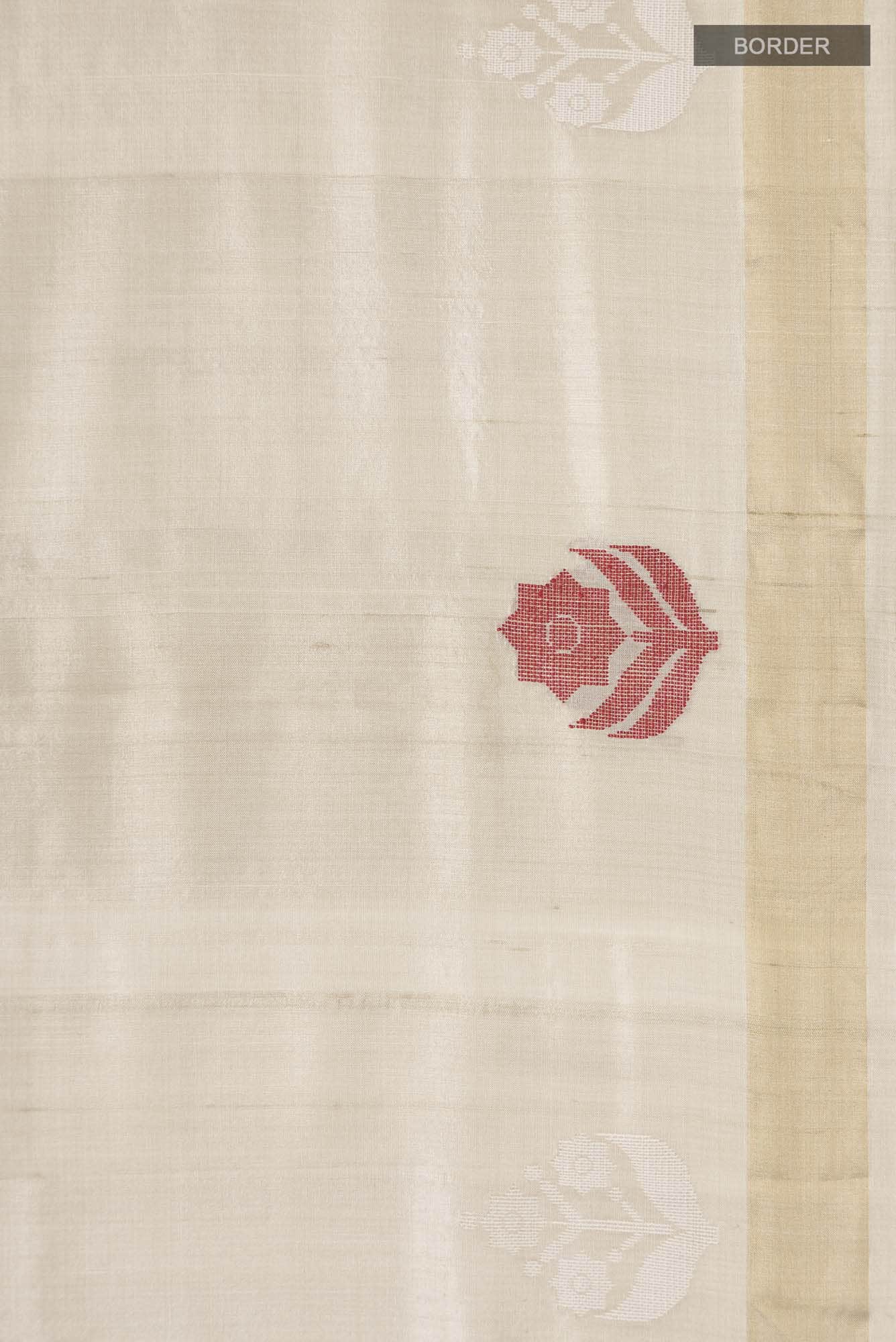 Lost in Fields-Beige Bhagalpuri Tussar Silk Saree - Image 7