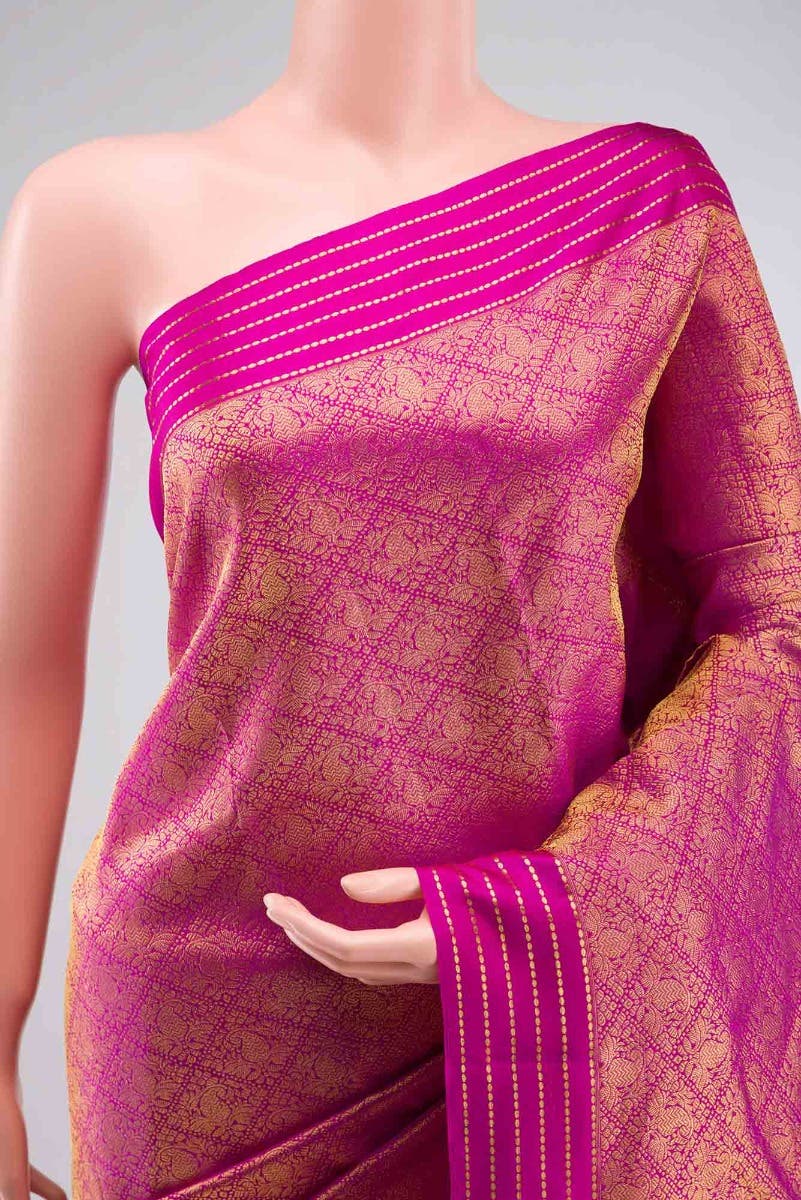 Maangai-Rani Pink Kanchipuram Silk Saree - Image 2