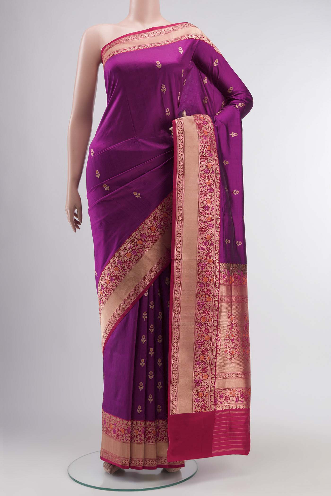 Magenta Banarasi Katan Silk Saree