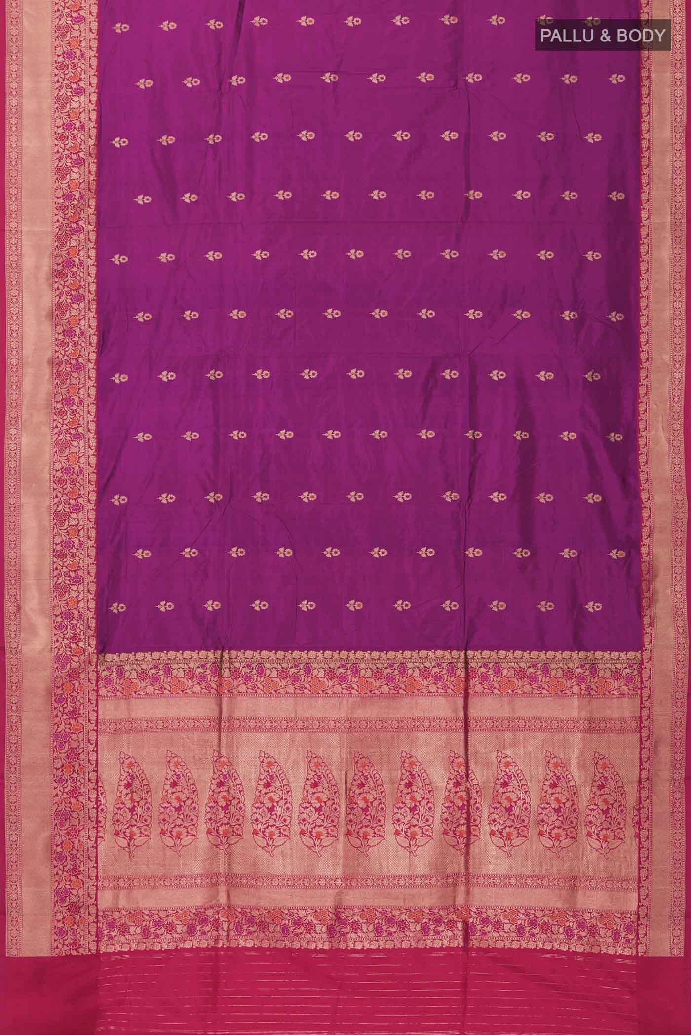 Magenta Banarasi Katan Silk Saree - Image 6