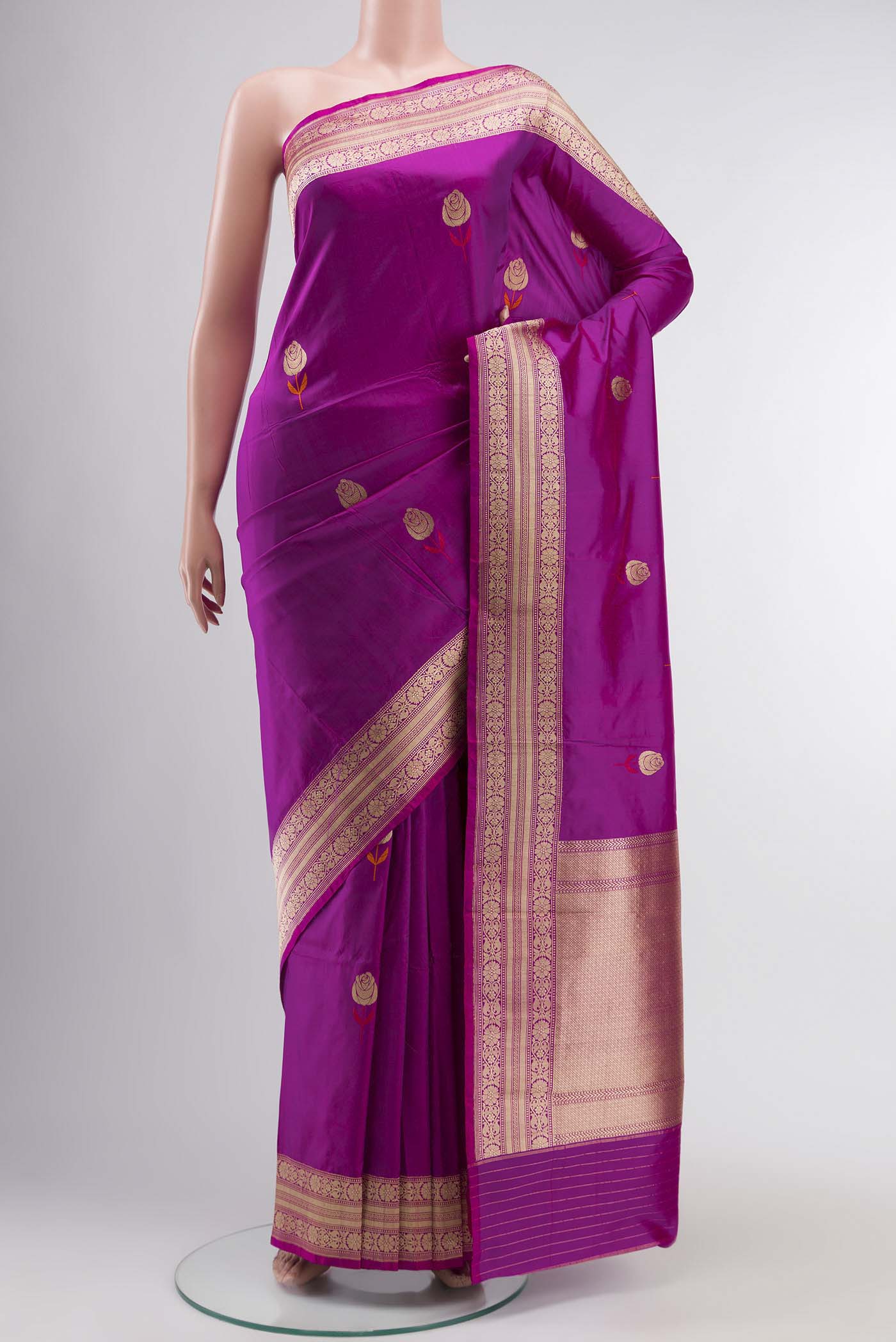 Magenta Banarasi Katan Silk Saree