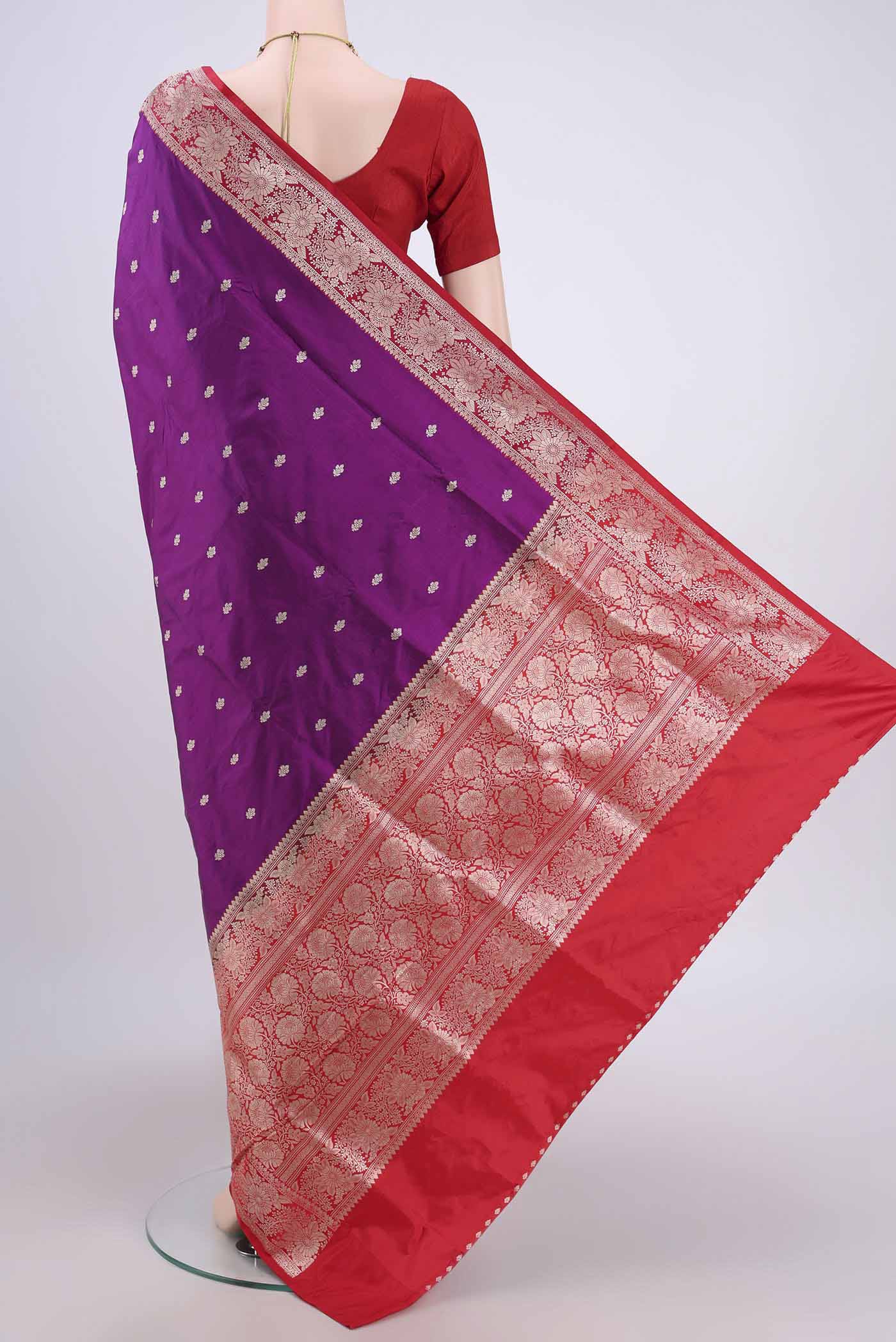 Purple Banarasi Katan Silk Saree - Image 3
