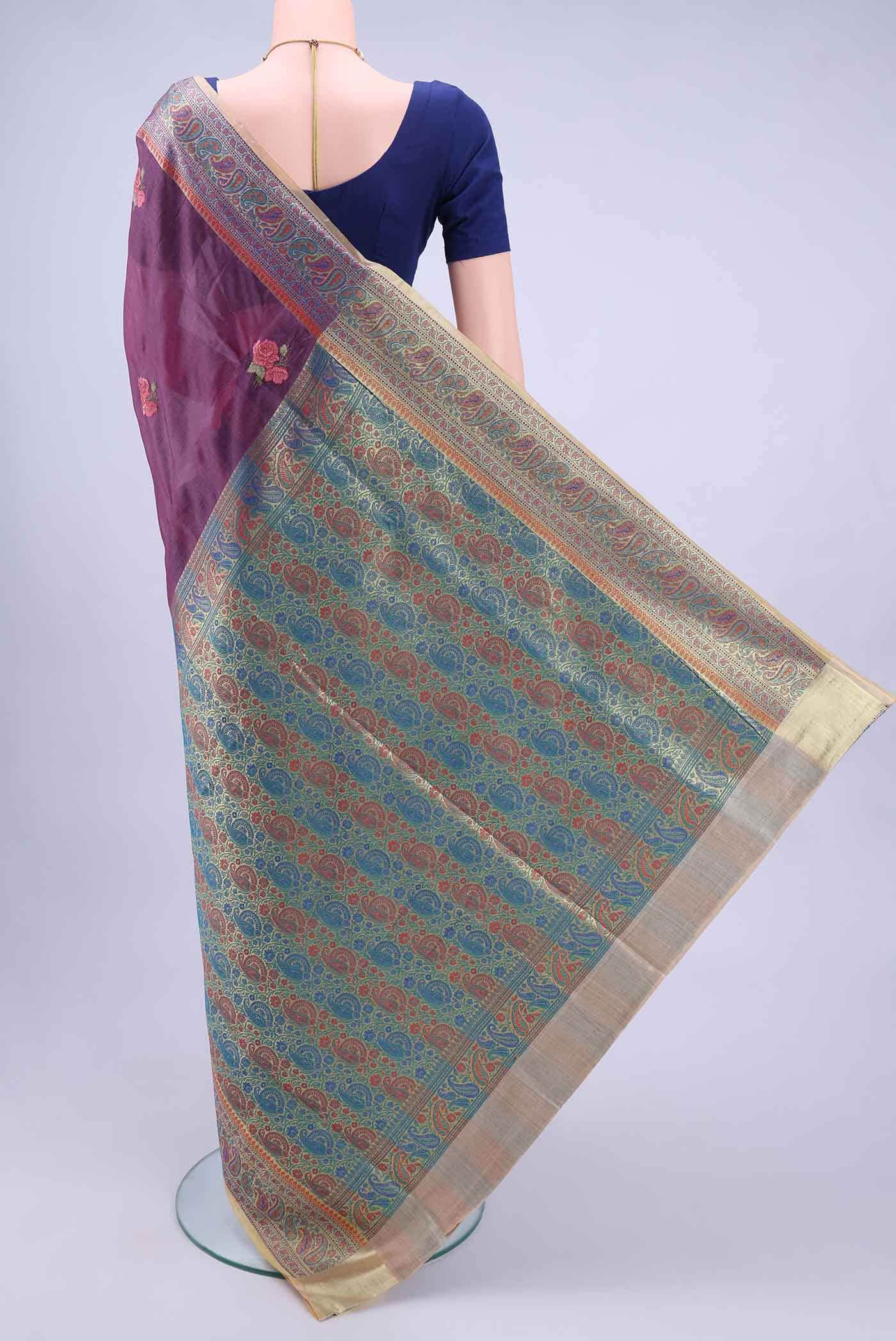 Magenta Banarasi Silk Saree - Image 2