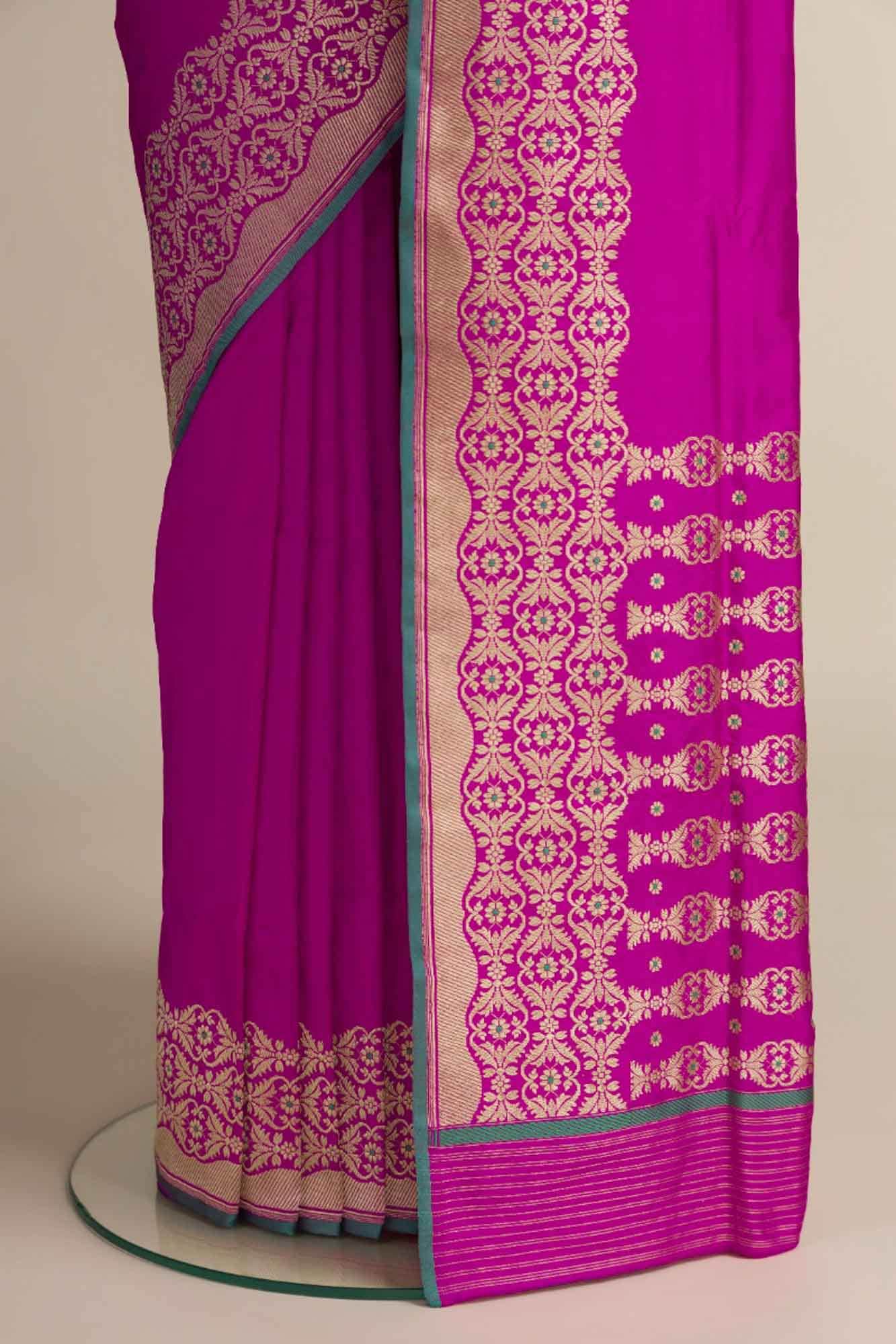 Suhasini-Magenta Banarasi Silk Saree - Image 3