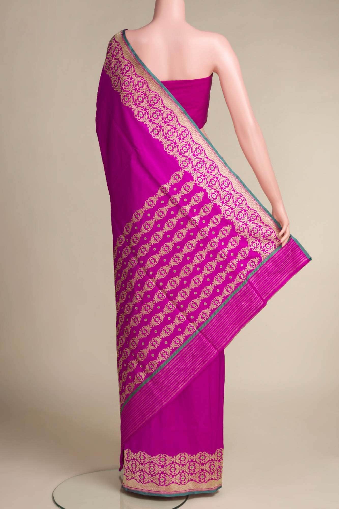 Suhasini-Magenta Banarasi Silk Saree - Image 4