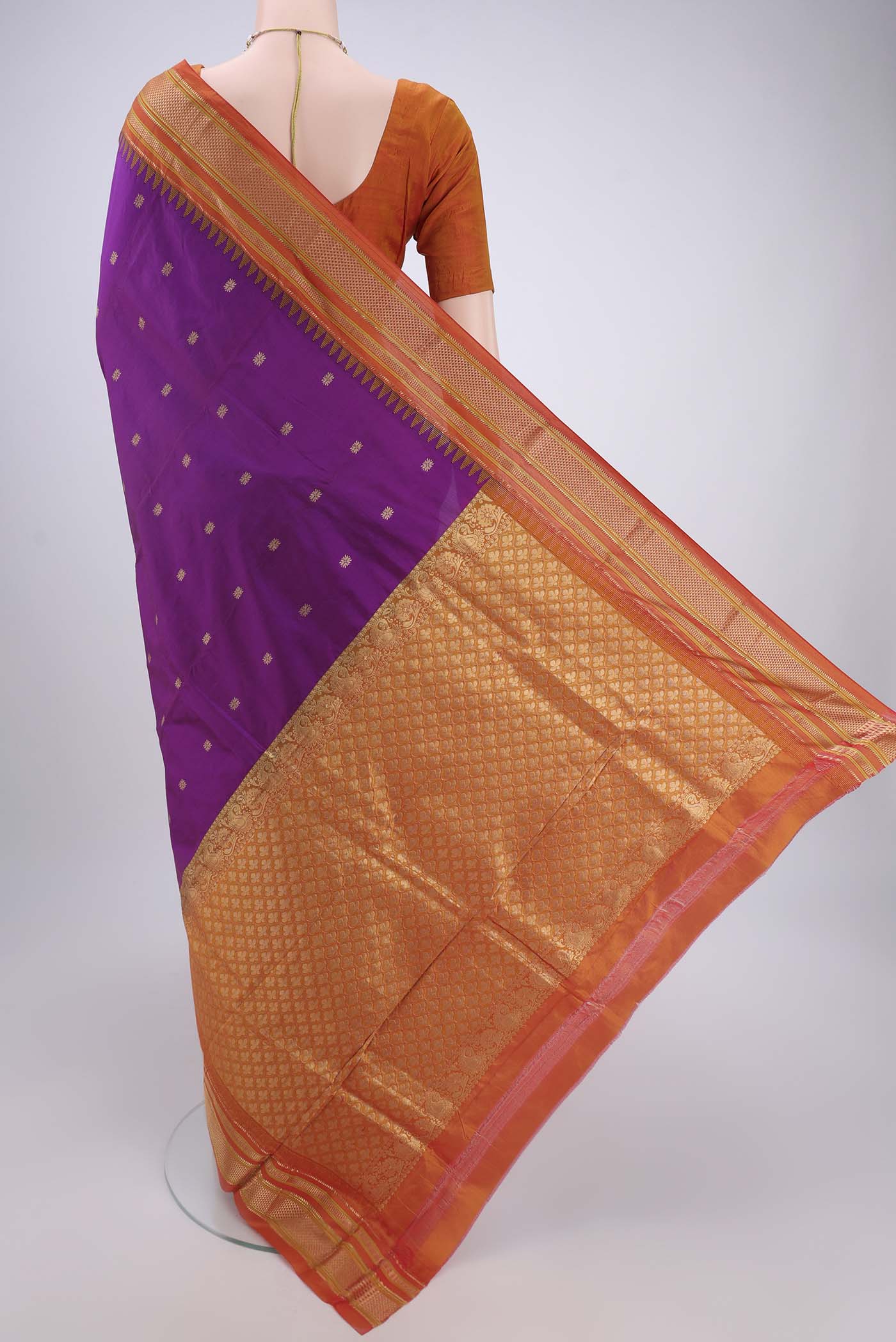 Purple Bangalore Silk - kadyal Saree - Image 3